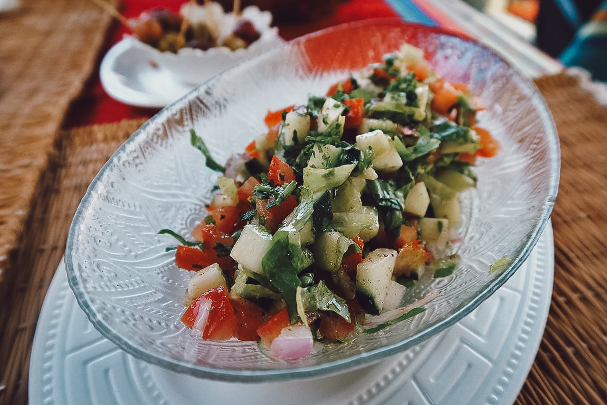 Moroccan salad at a restaurant in Essaouira