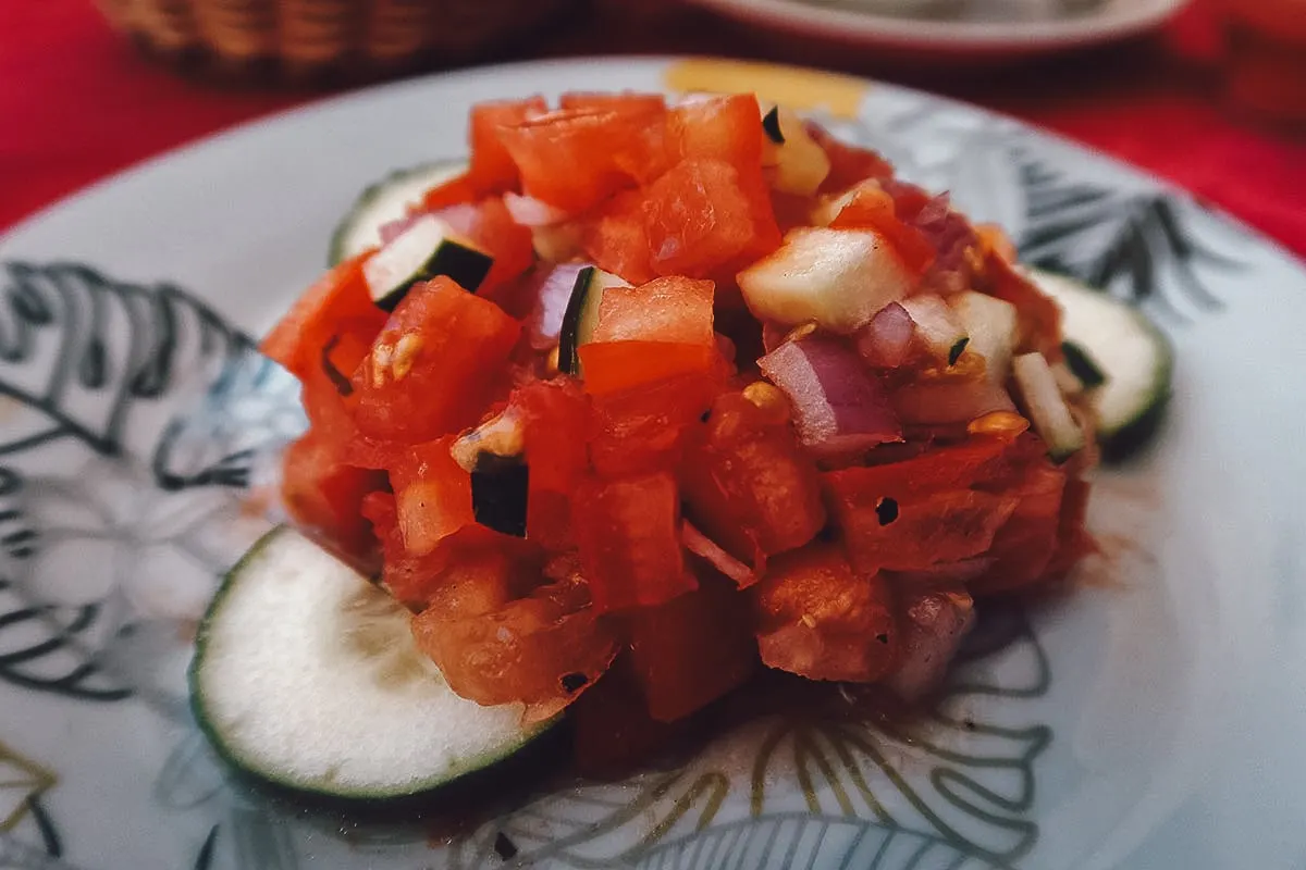 Moroccan salad at a restaurant in Essaouira