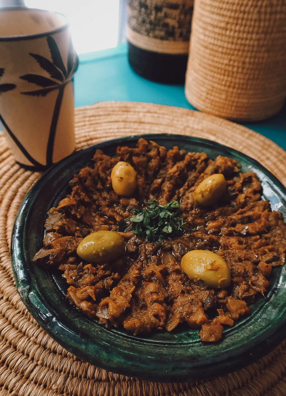 Zaalouk at a restaurant in Essaouira