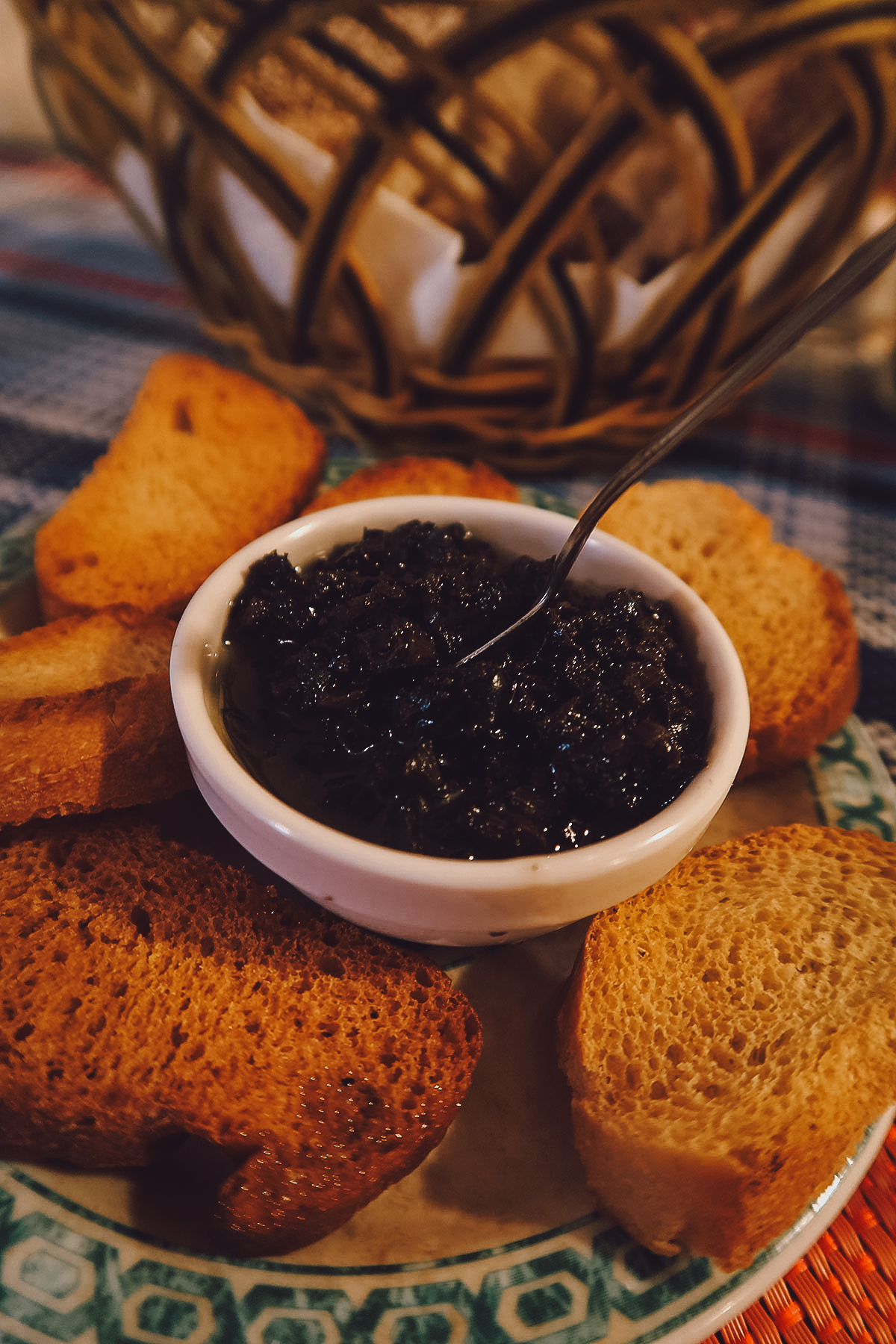 Olive tapenade at a restaurant in Essaouira