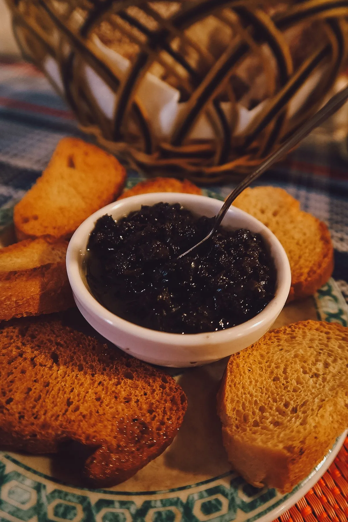 Olive tapenade at a restaurant in Essaouira