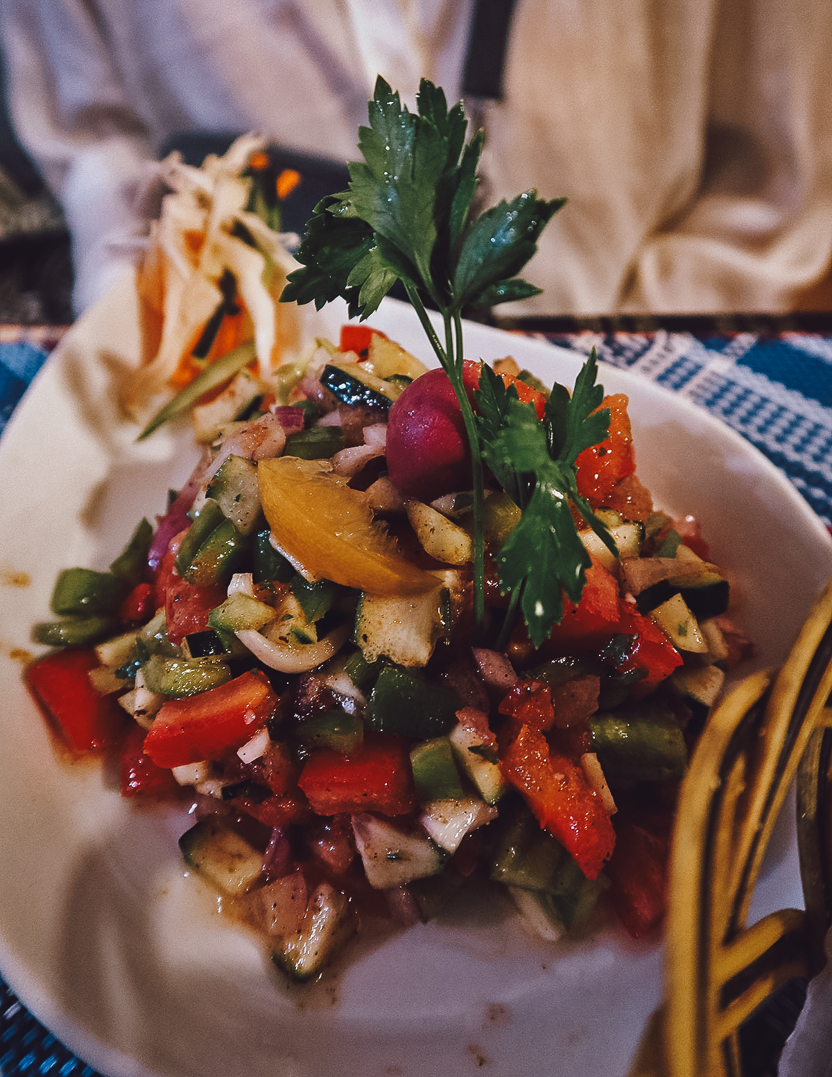 Moroccan salad at a restaurant in Essaouira