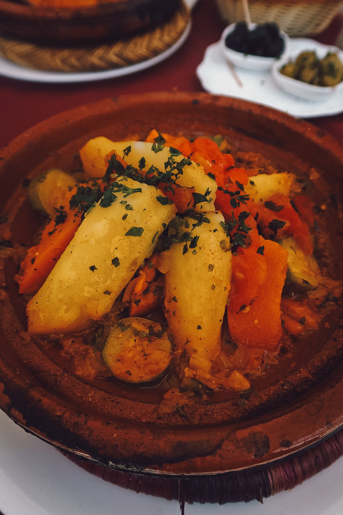 Vegetable tagine at a restaurant in Essaouira