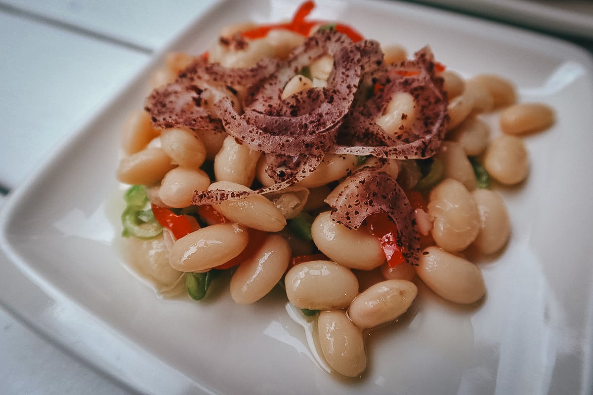 Bean salad at a restaurant in Istanbul