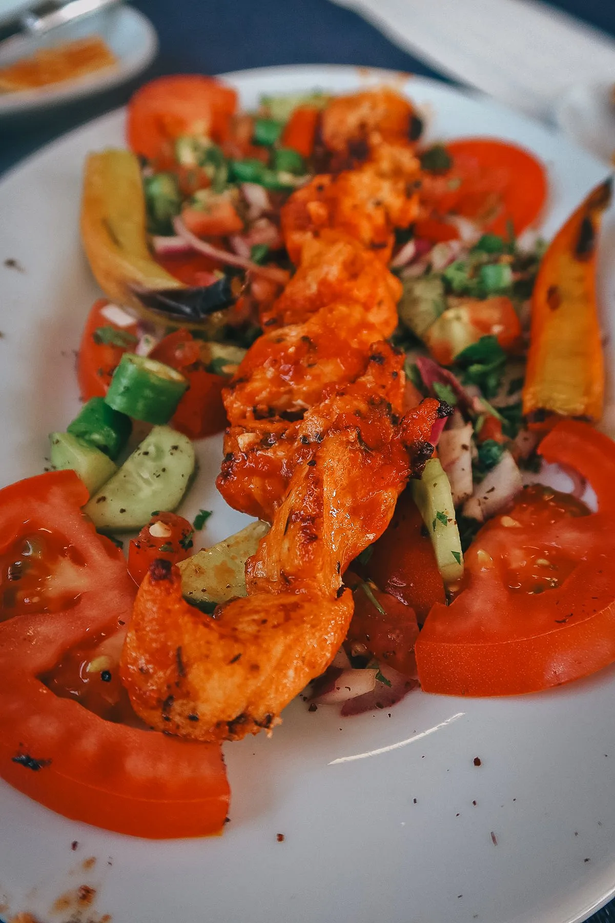 Chicken kebabs at a restaurant in Istanbul