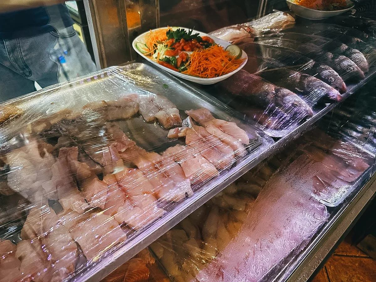 Fresh seafood at a fish restaurant in Istanbul