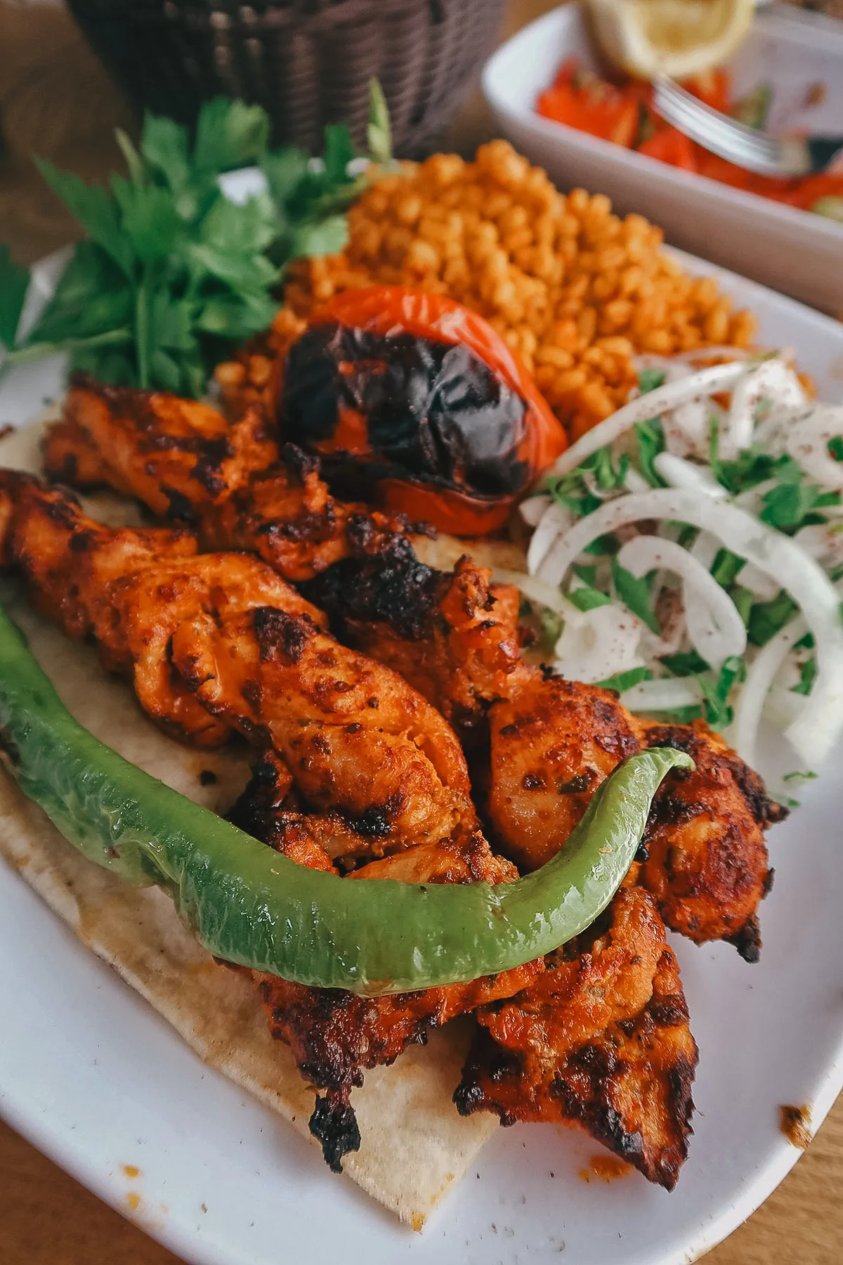 Chicken kebabs at a restaurant in Istanbul