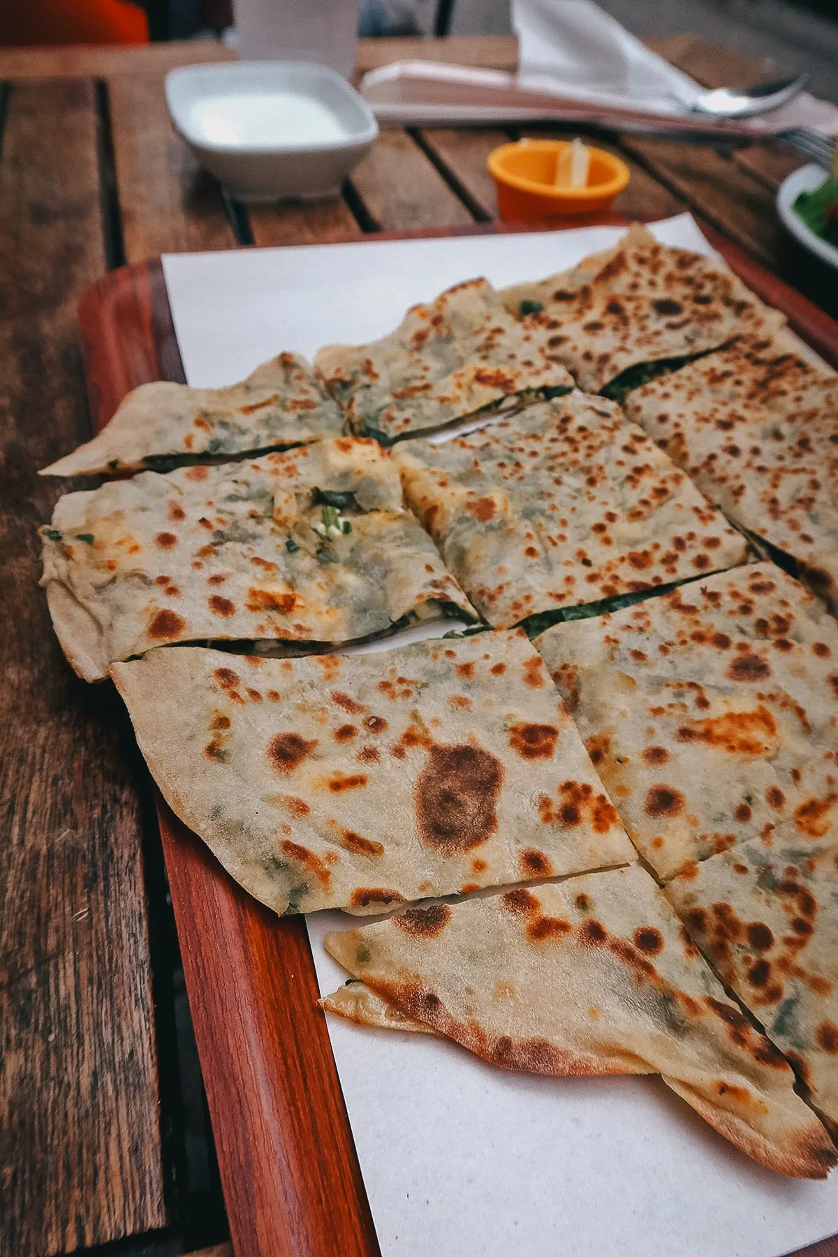 Gozleme at a restaurant in Istanbul