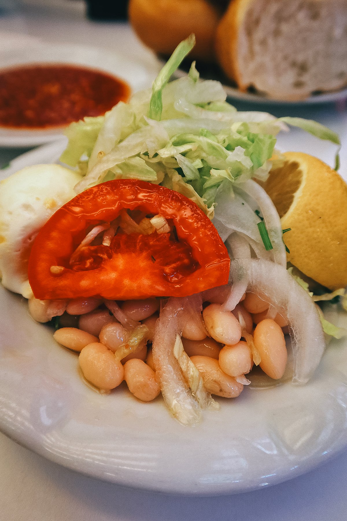 Bean salad at a restaurant in Istanbul