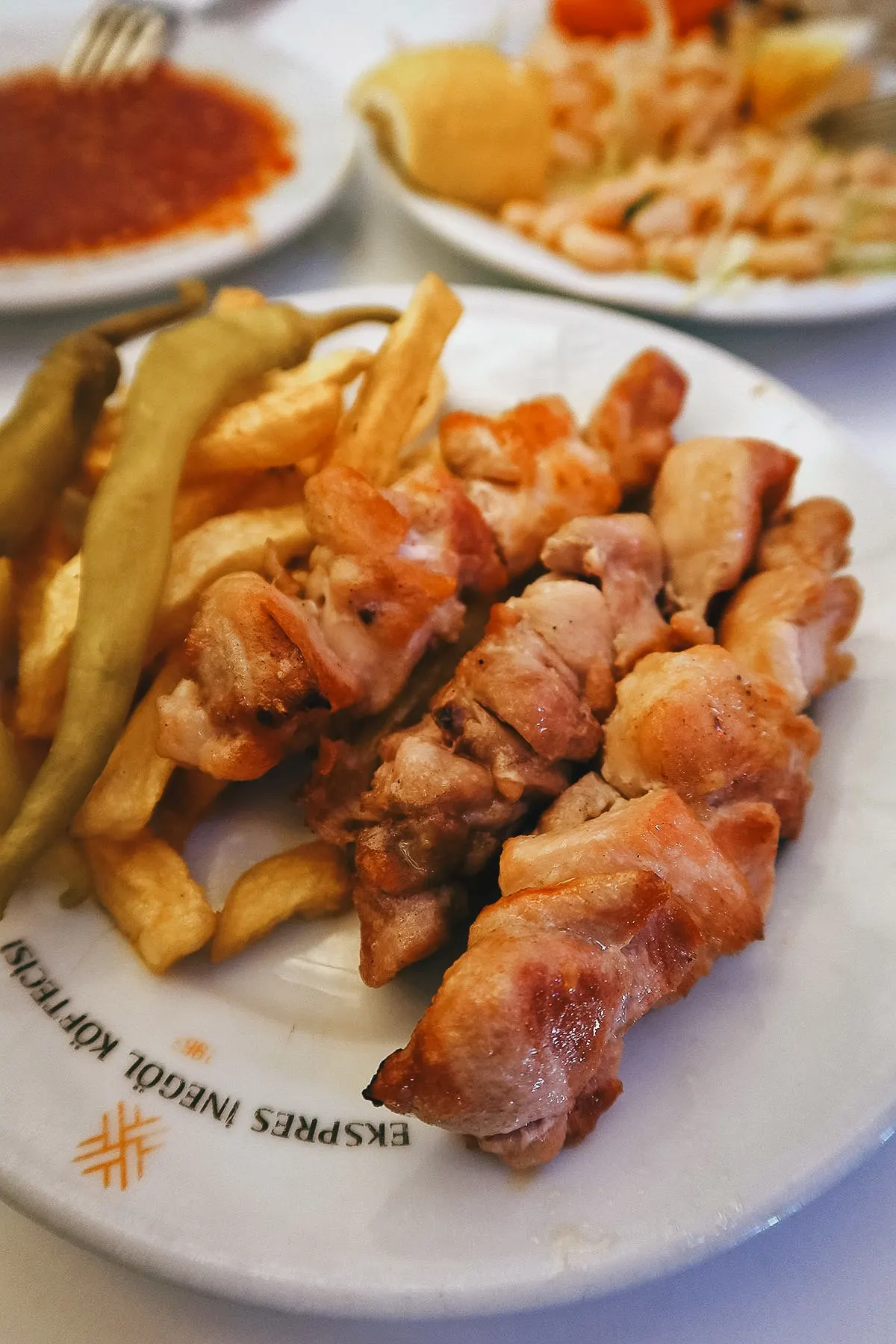 Chicken kebabs at a restaurant in Istanbul