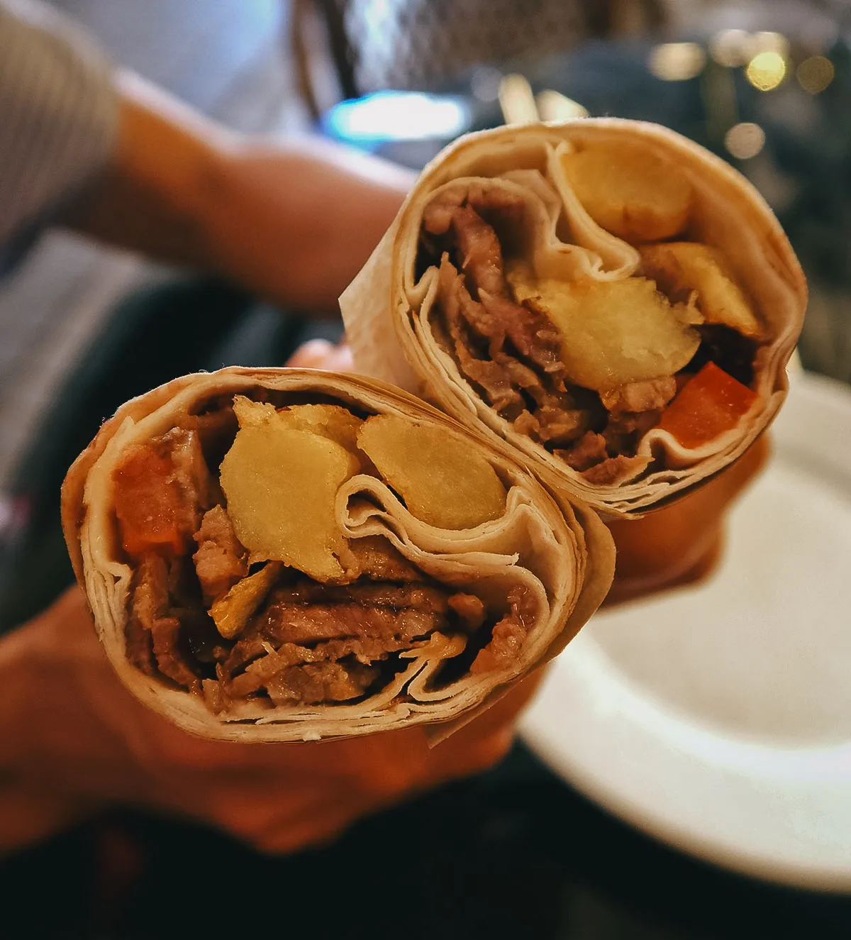 Doner kebap durum at a restaurant in Istanbul