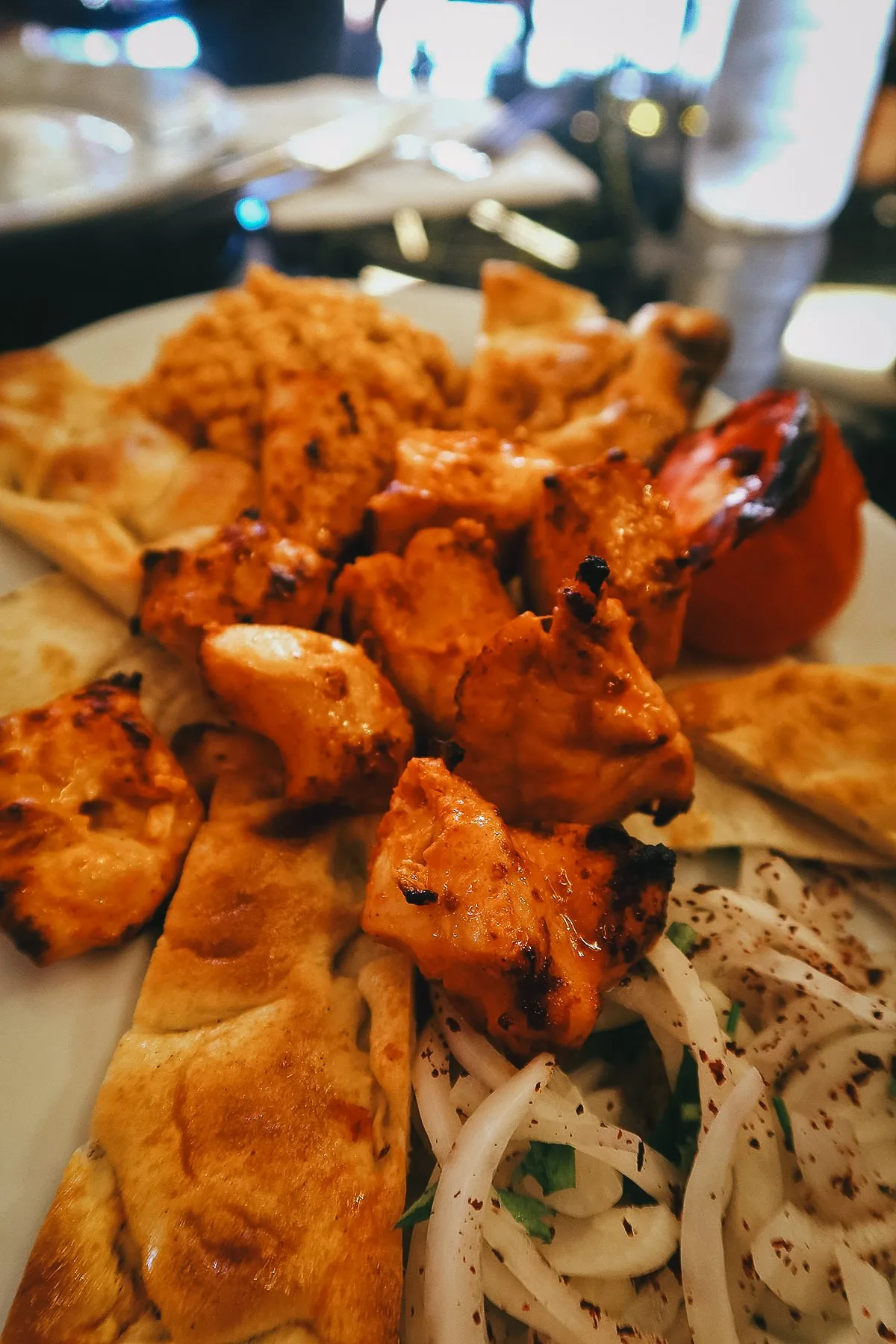 Chicken kebabs at a restaurant in Istanbul