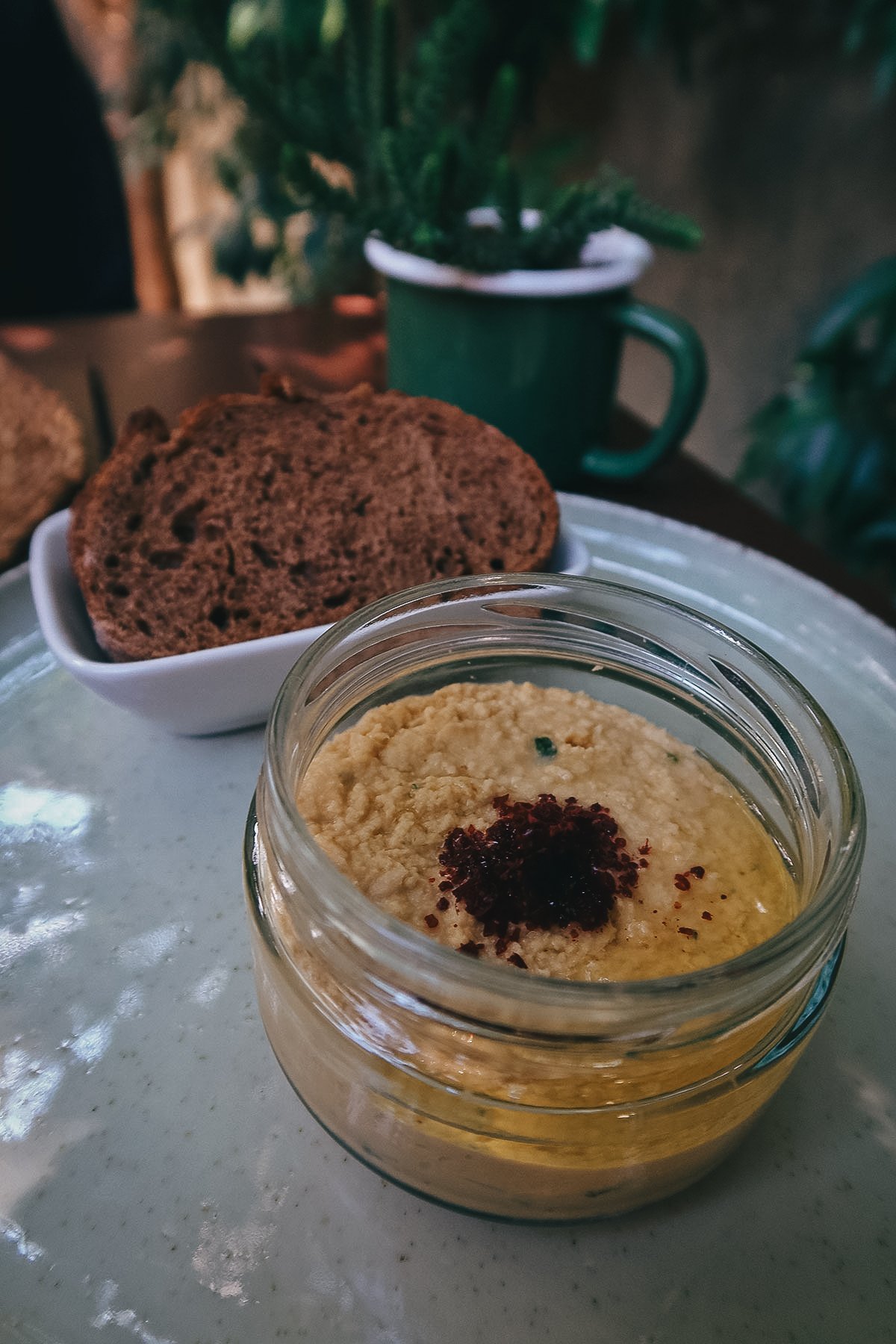 Hummus at a vegan restaurant in Istanbul