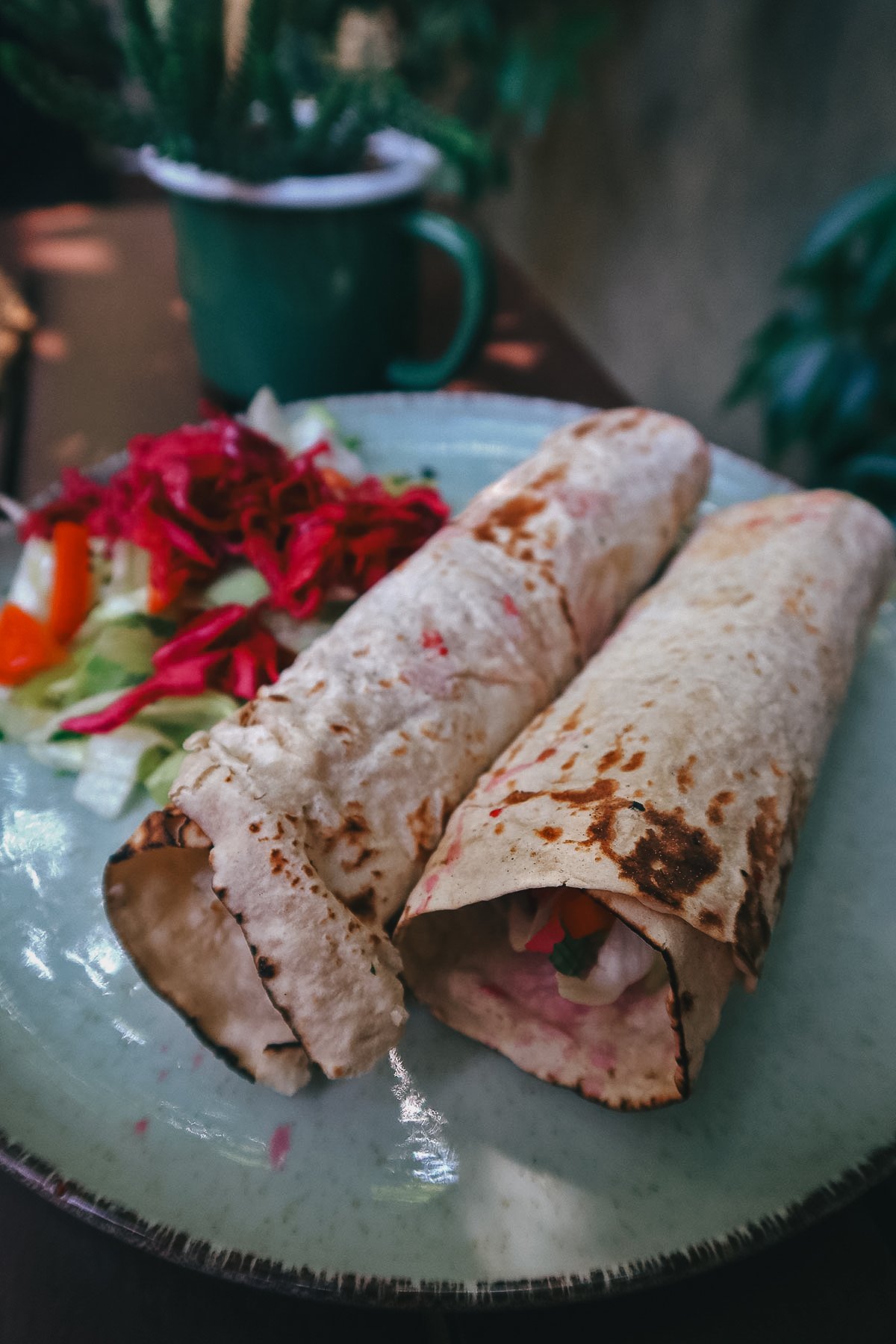 Vegetable wrap at a healthy restaurant in Istanbul