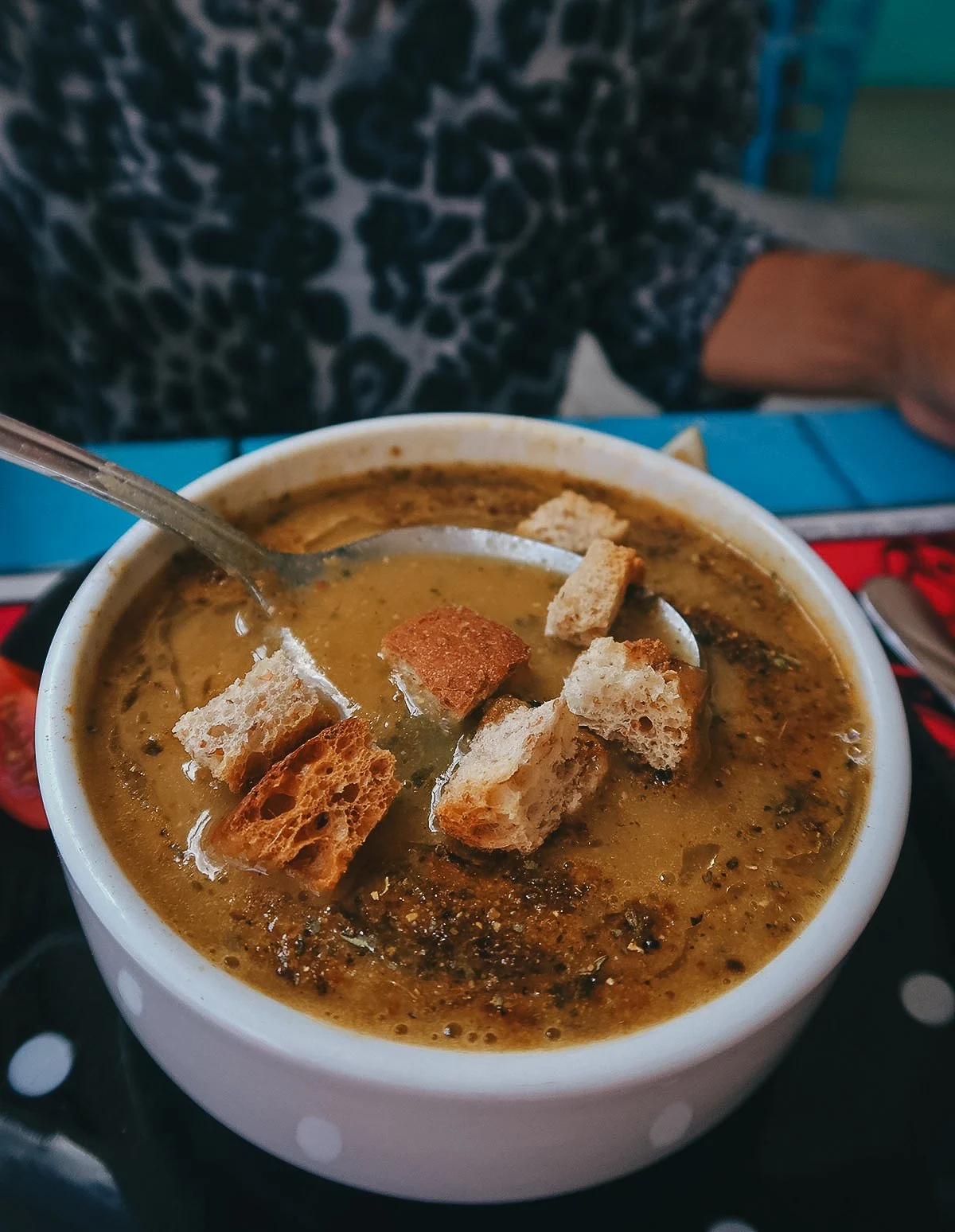 Soup at a healthy restaurant in Istanbul