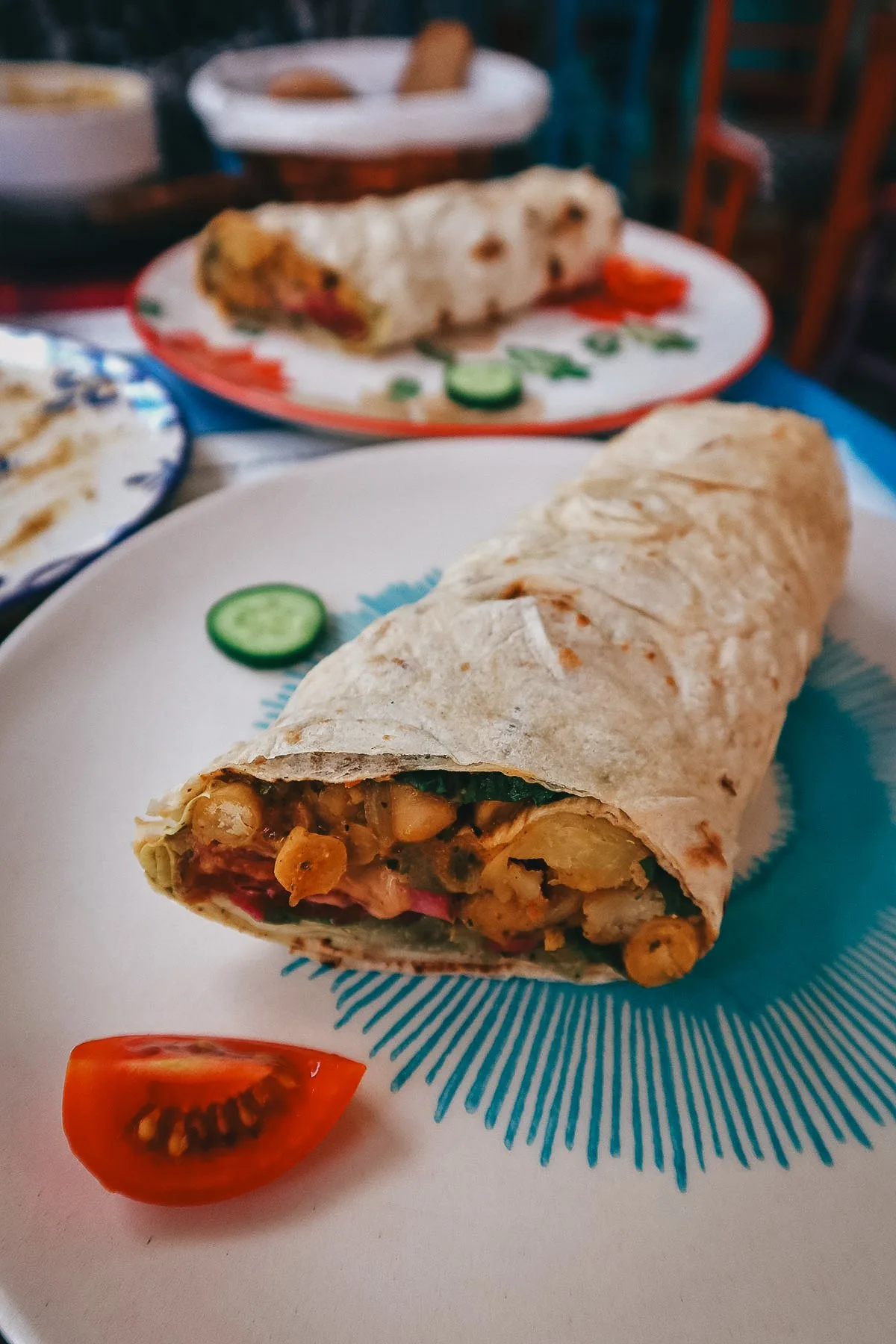 Chickpea wrap at a healthy restaurant in Istanbul