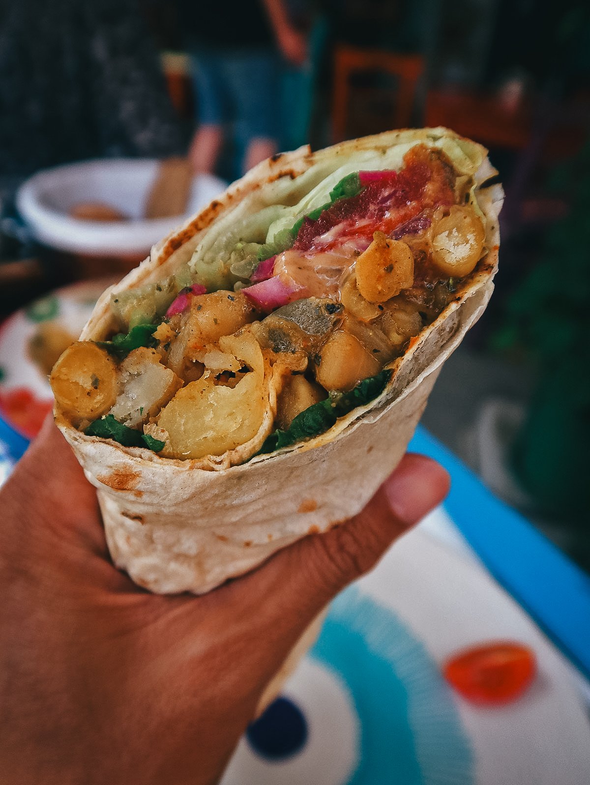 Chickpea wrap at a healthy restaurant in Istanbul