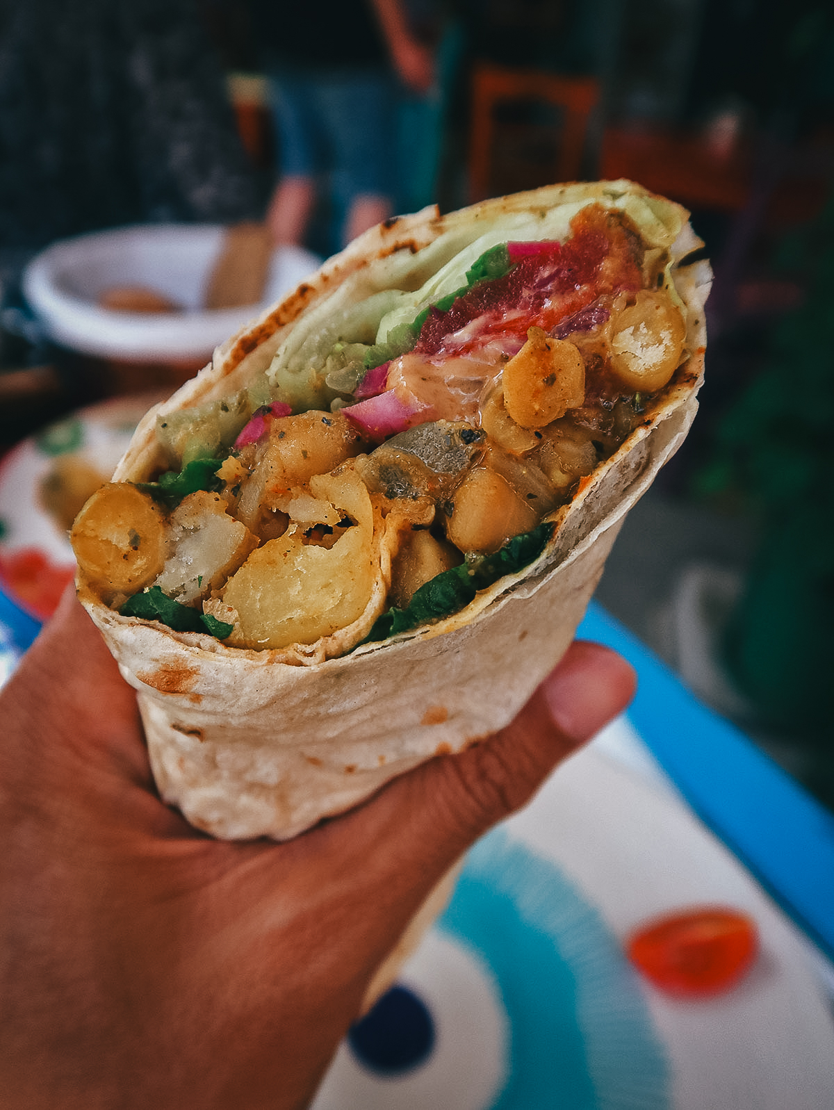 Chickpea wrap at a healthy restaurant in Istanbul