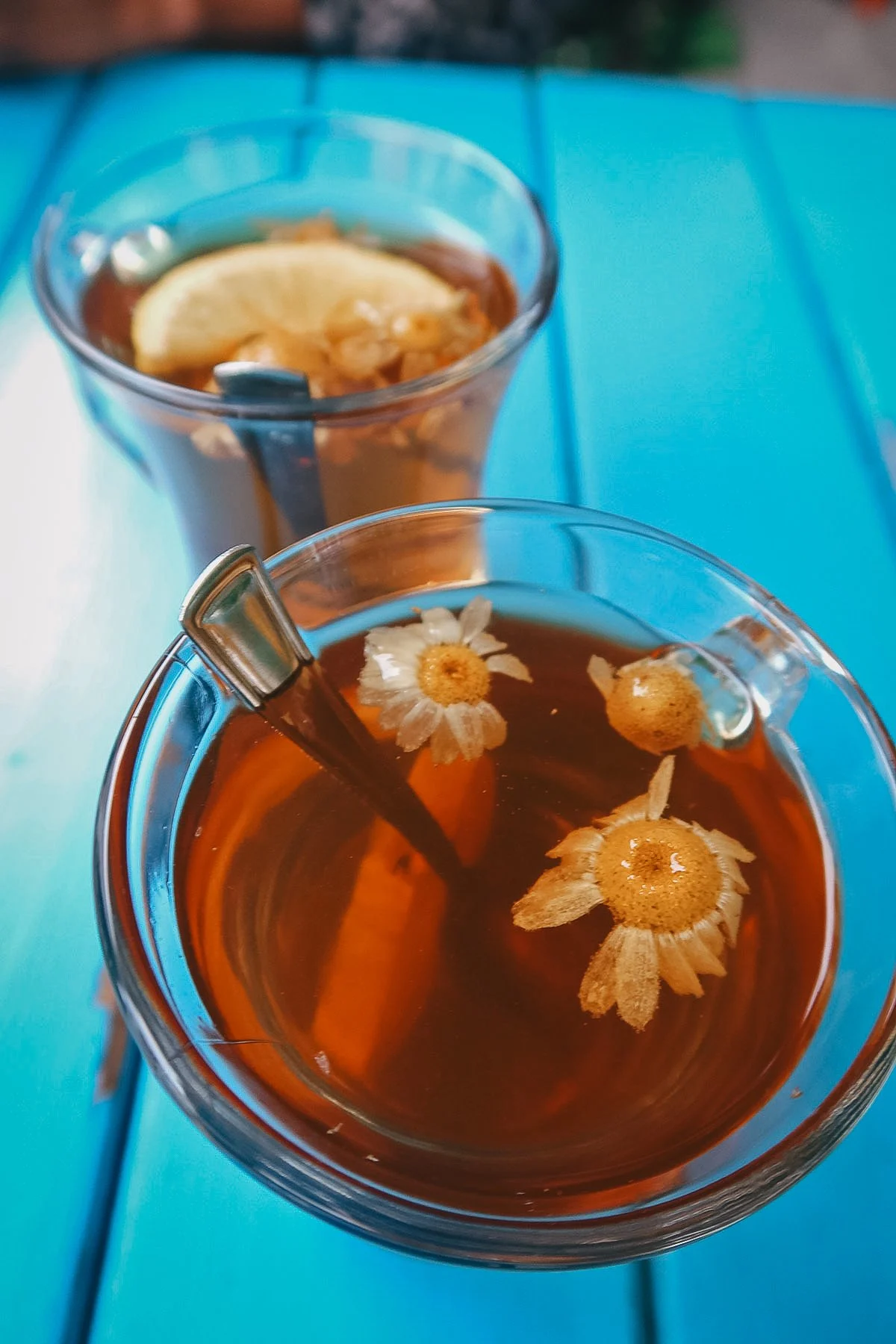 Herbal tea at a healthy restaurant in Istanbul