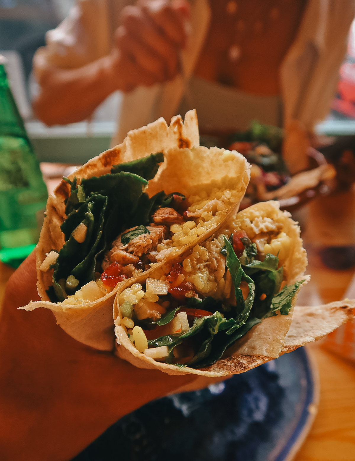 Chicken wrap at a restaurant in Istanbul