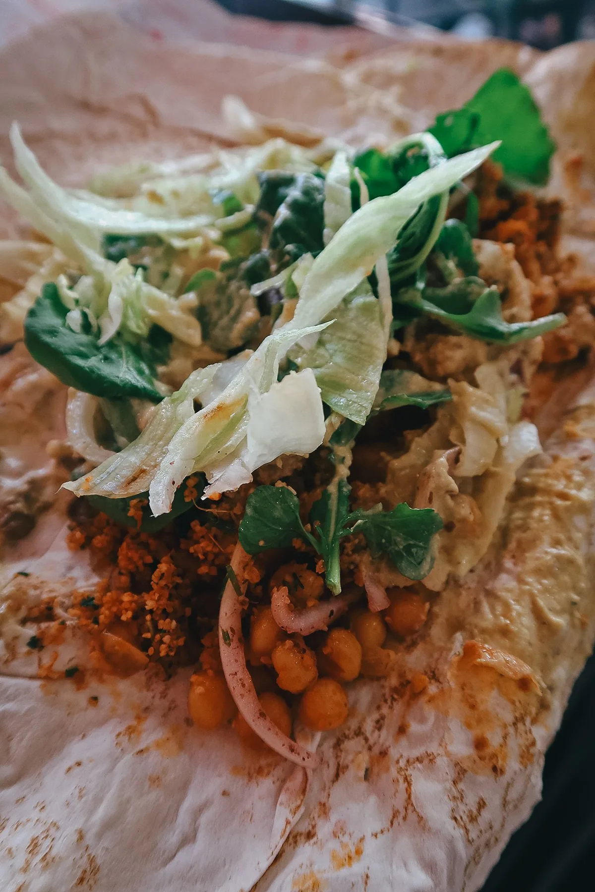 Vegetable wrap at a healthy restaurant in Istanbul