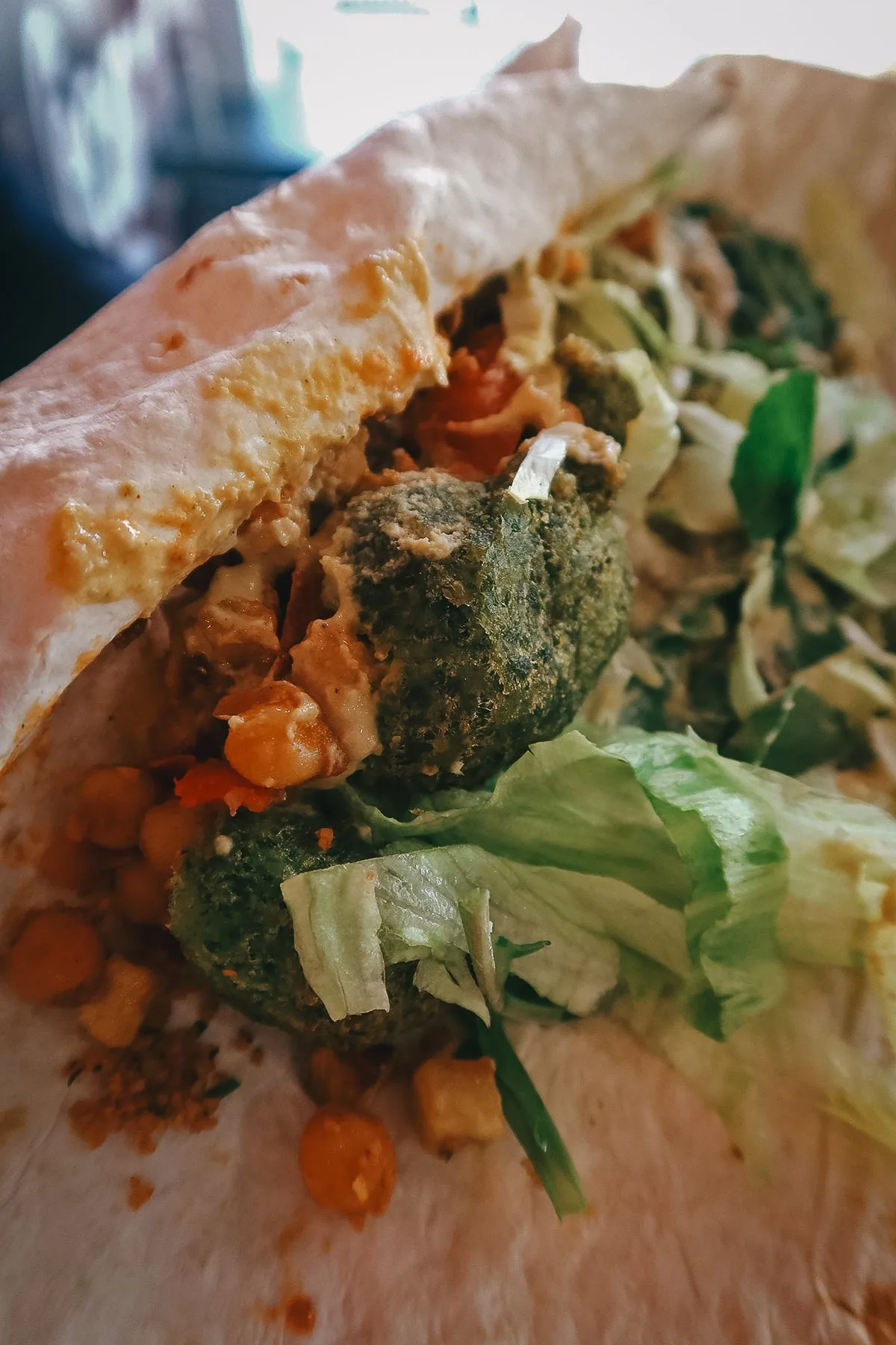 Vegetable wrap at a healthy restaurant in Istanbul