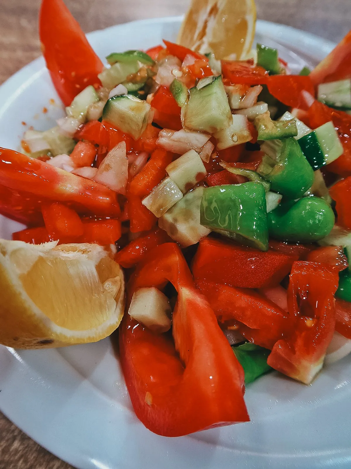 Salad at a fish restaurant in Istanbul