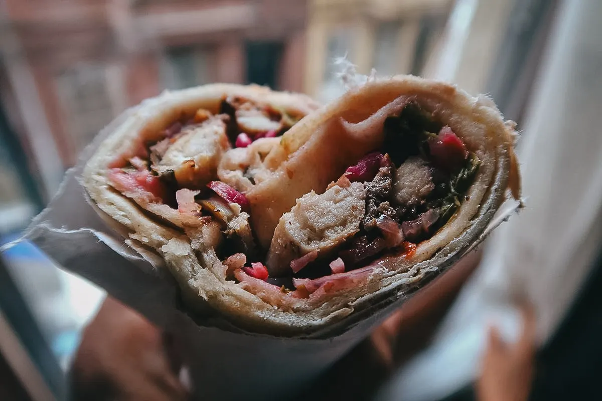 Fish wrap at a seafood restaurant in Istanbul