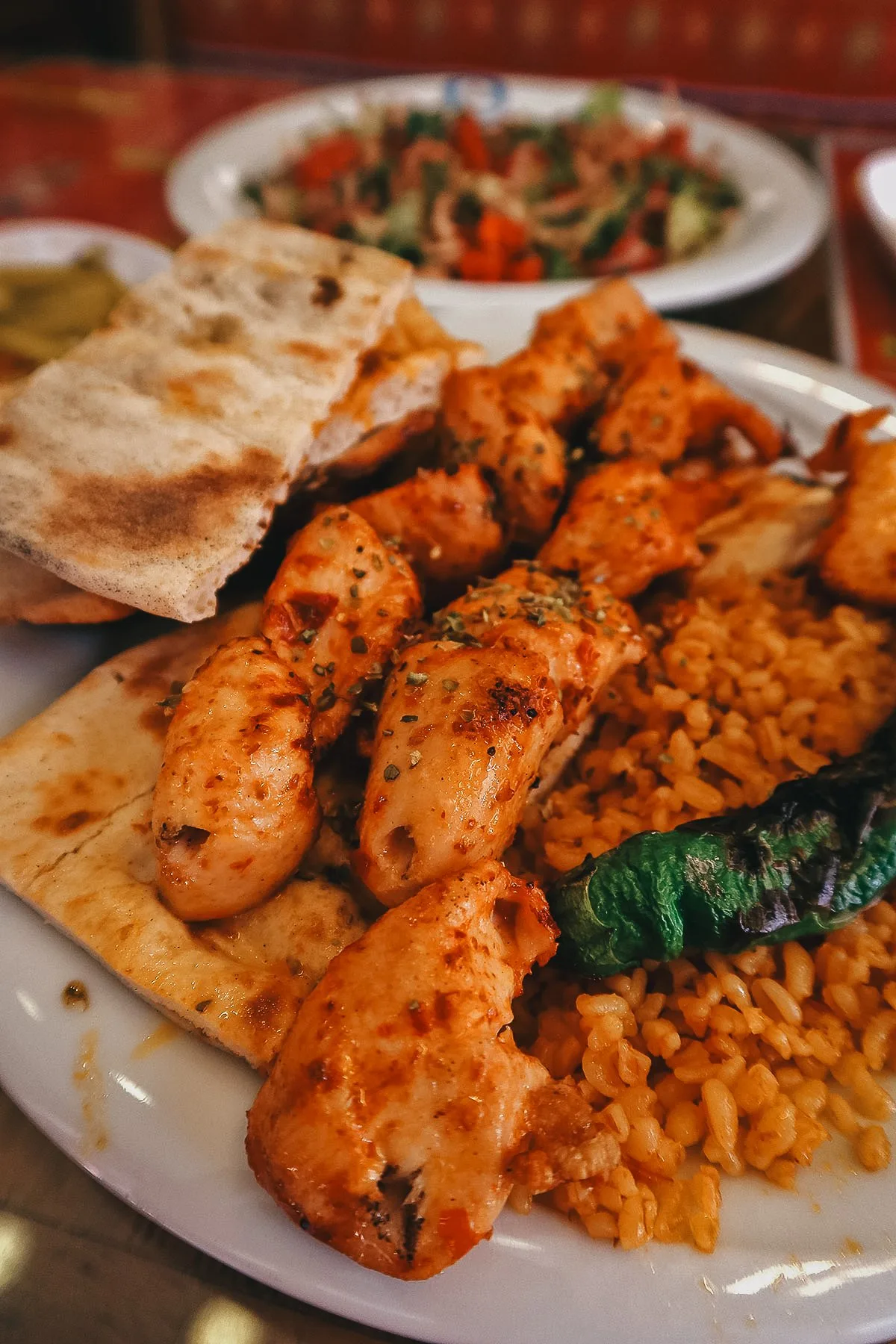 Chicken kebabs at a restaurant in Istanbul
