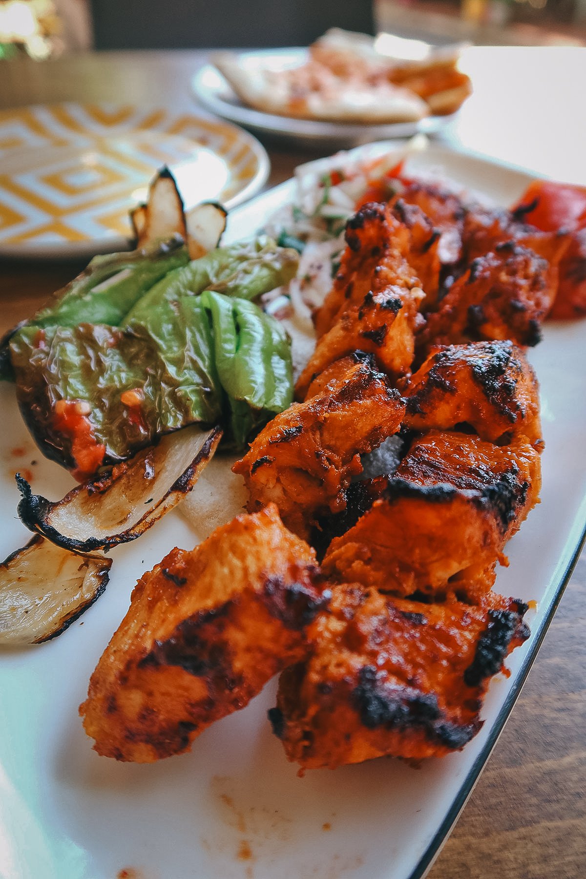 Chicken kebabs at a restaurant in Istanbul