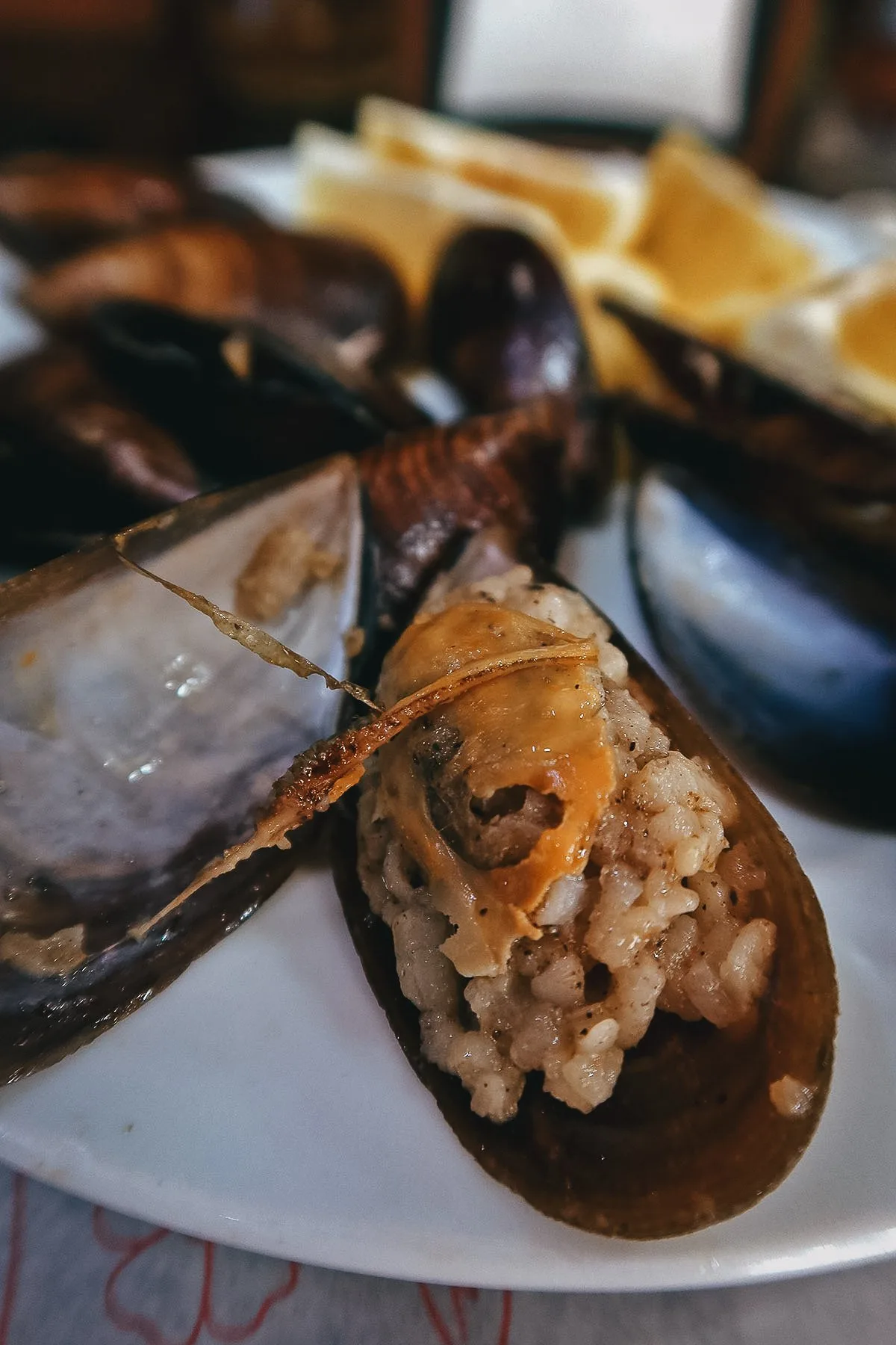 Mussels at a fish restaurant in Istanbul