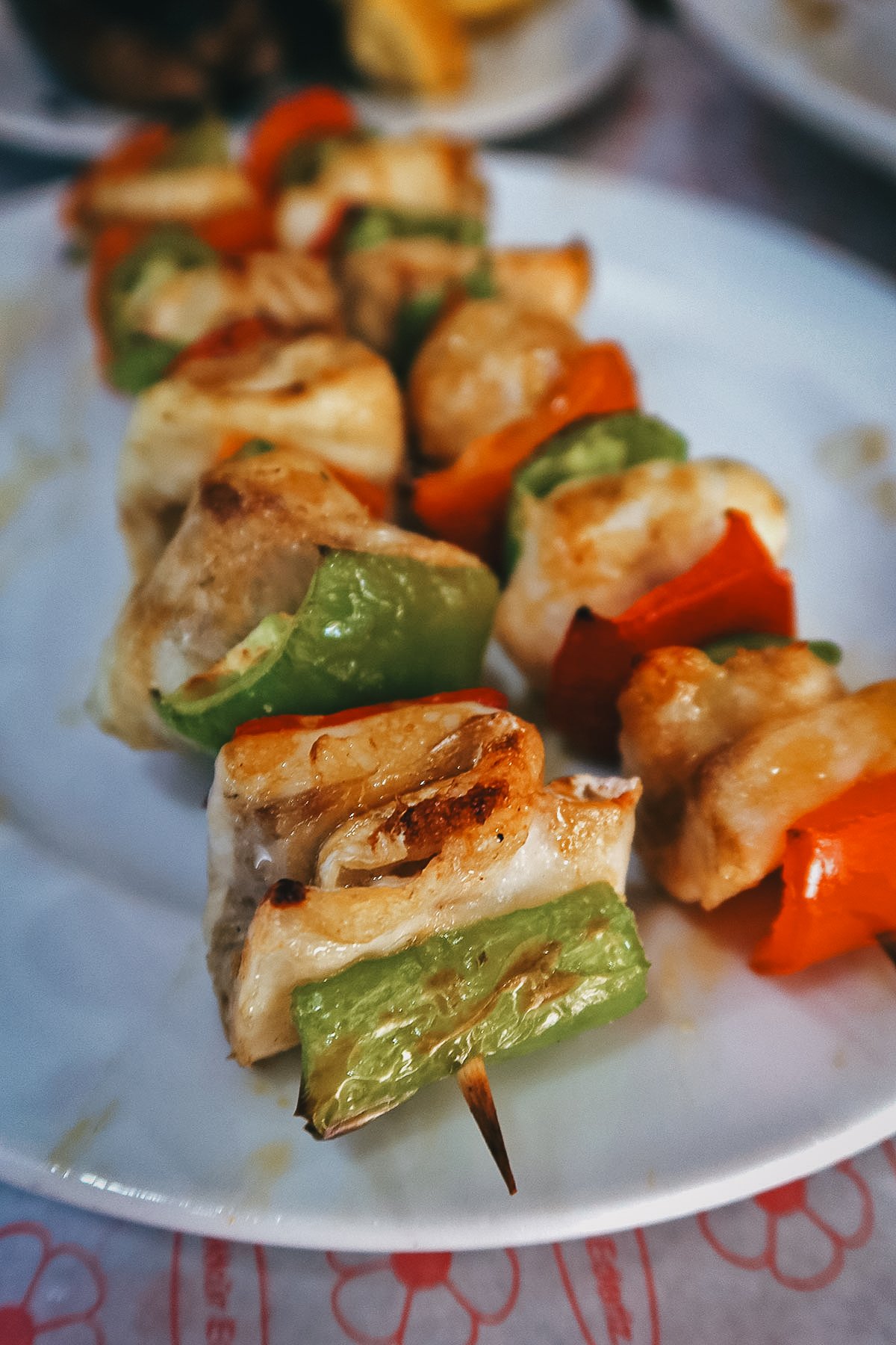 Fish kebabs at a seafood restaurant in Istanbul