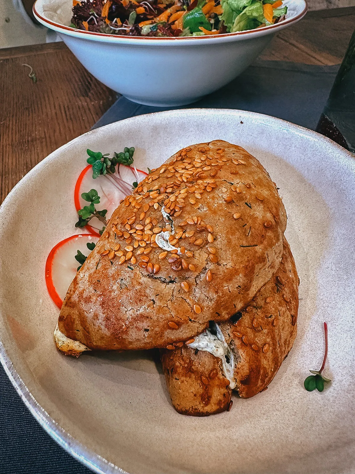 Turnover pastries at a healthy restaurant in Istanbul