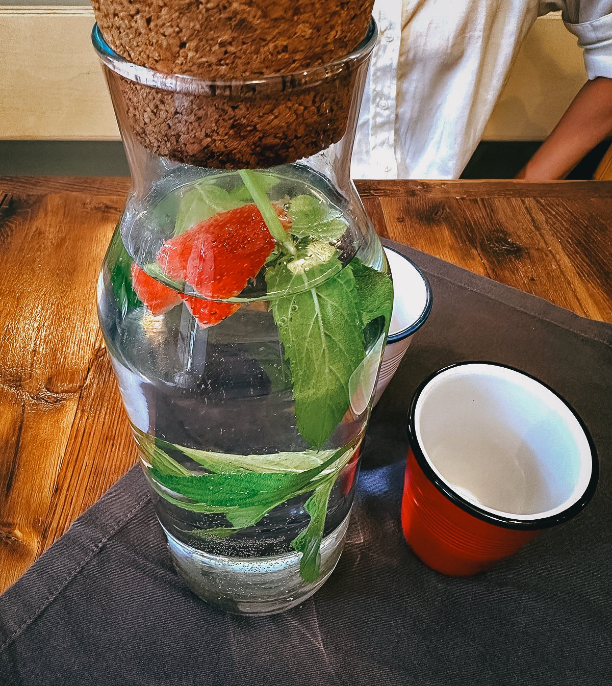 Water at a healthy restaurant in Istanbul