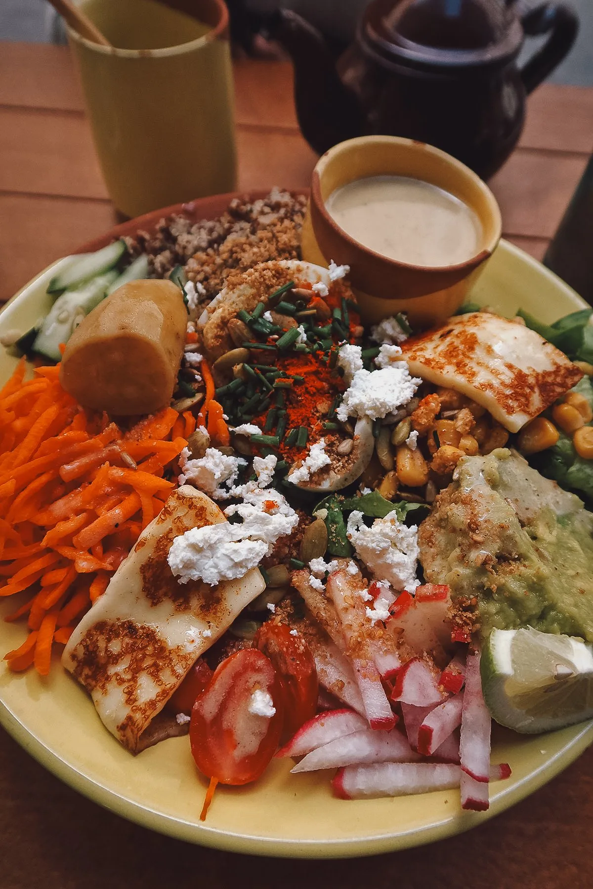 Buddha bowl at a restaurant in Rabat