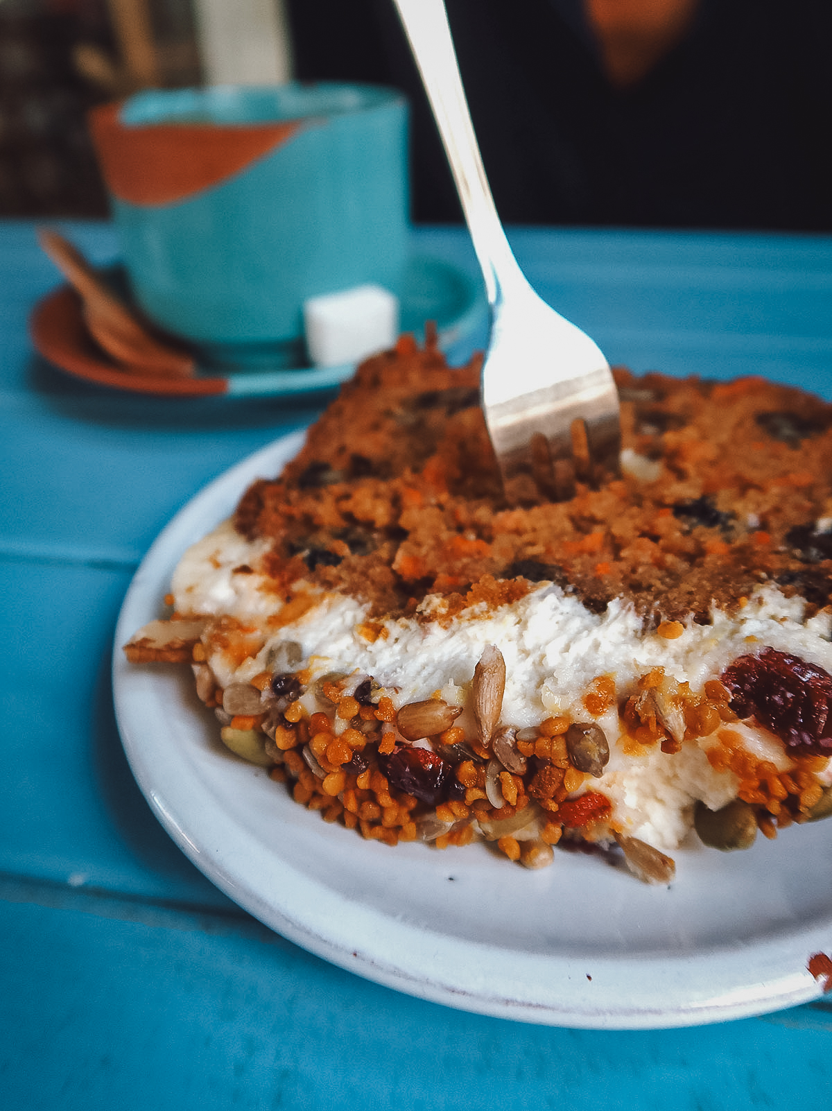 Carrot cake at a restaurant in Rabat