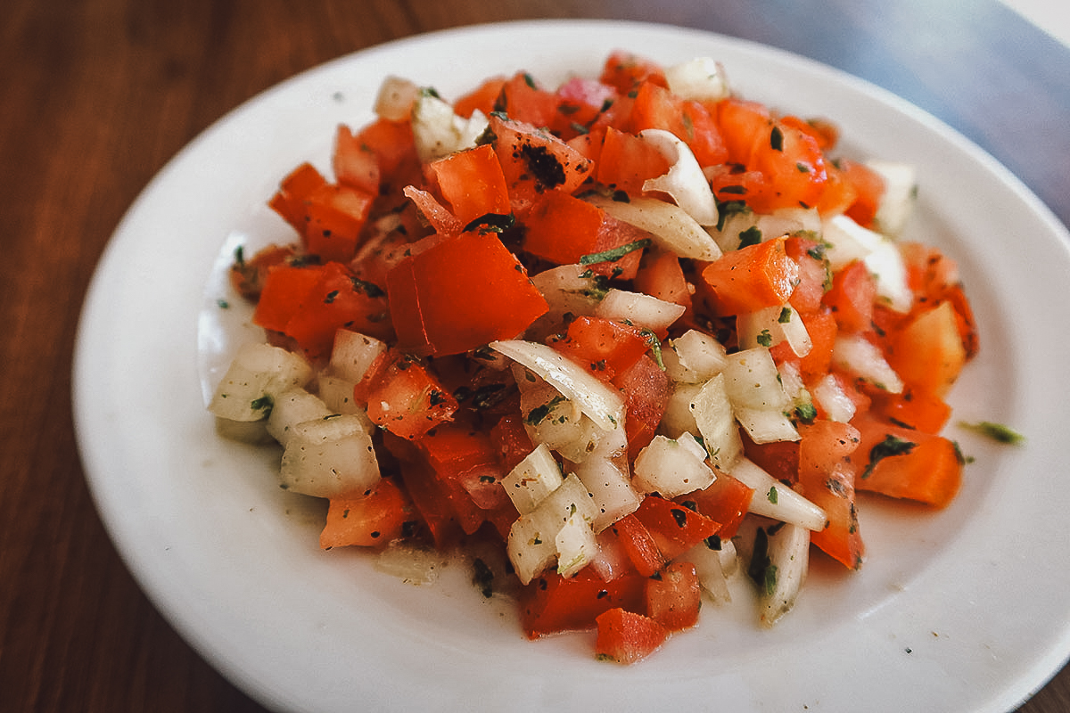 Moroccan salad at a restaurant in Rabat