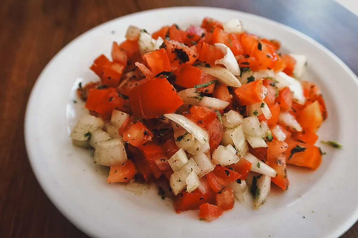 Moroccan salad at a restaurant in Rabat