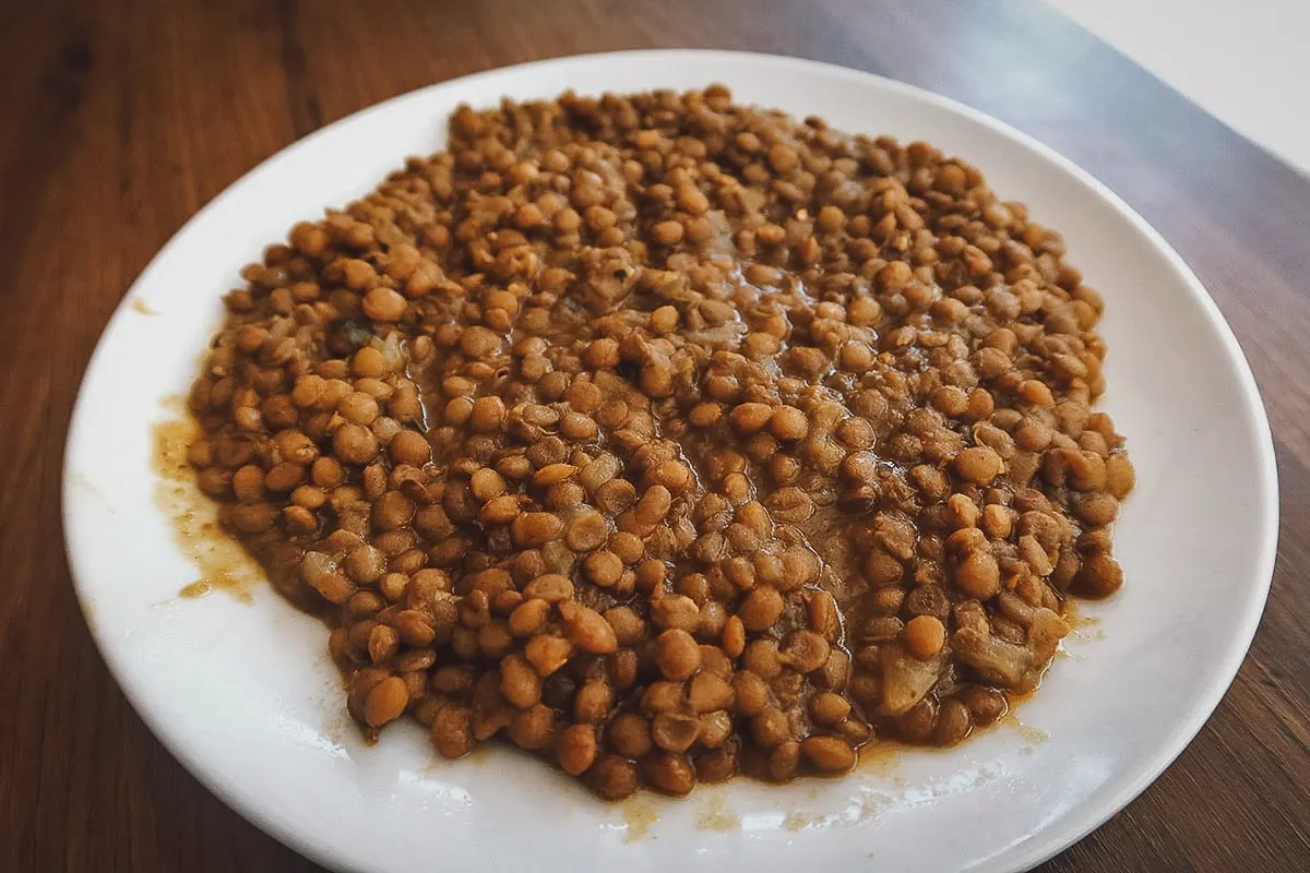 Moroccan lentils at a restaurant in Rabat