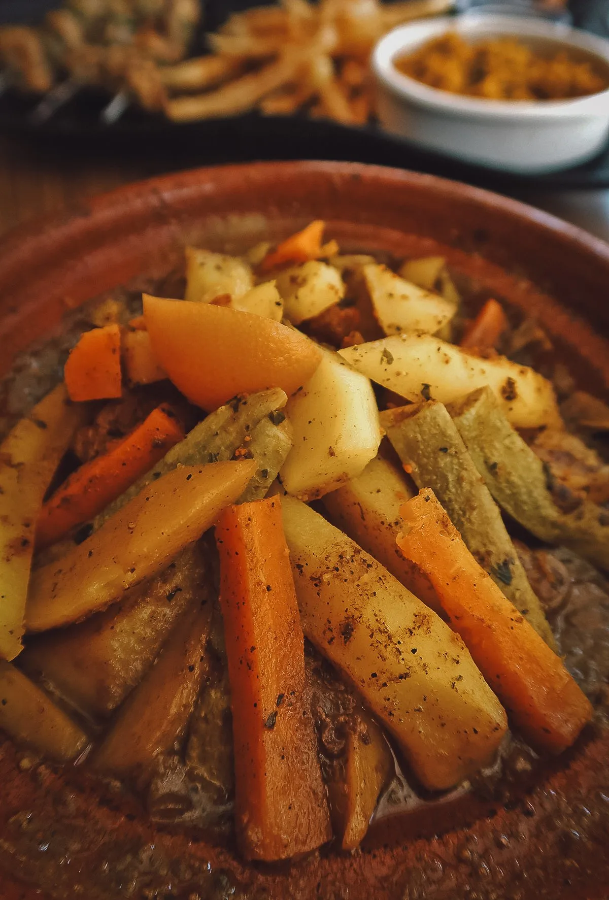 Chicken tagine at a restaurant in Rabat