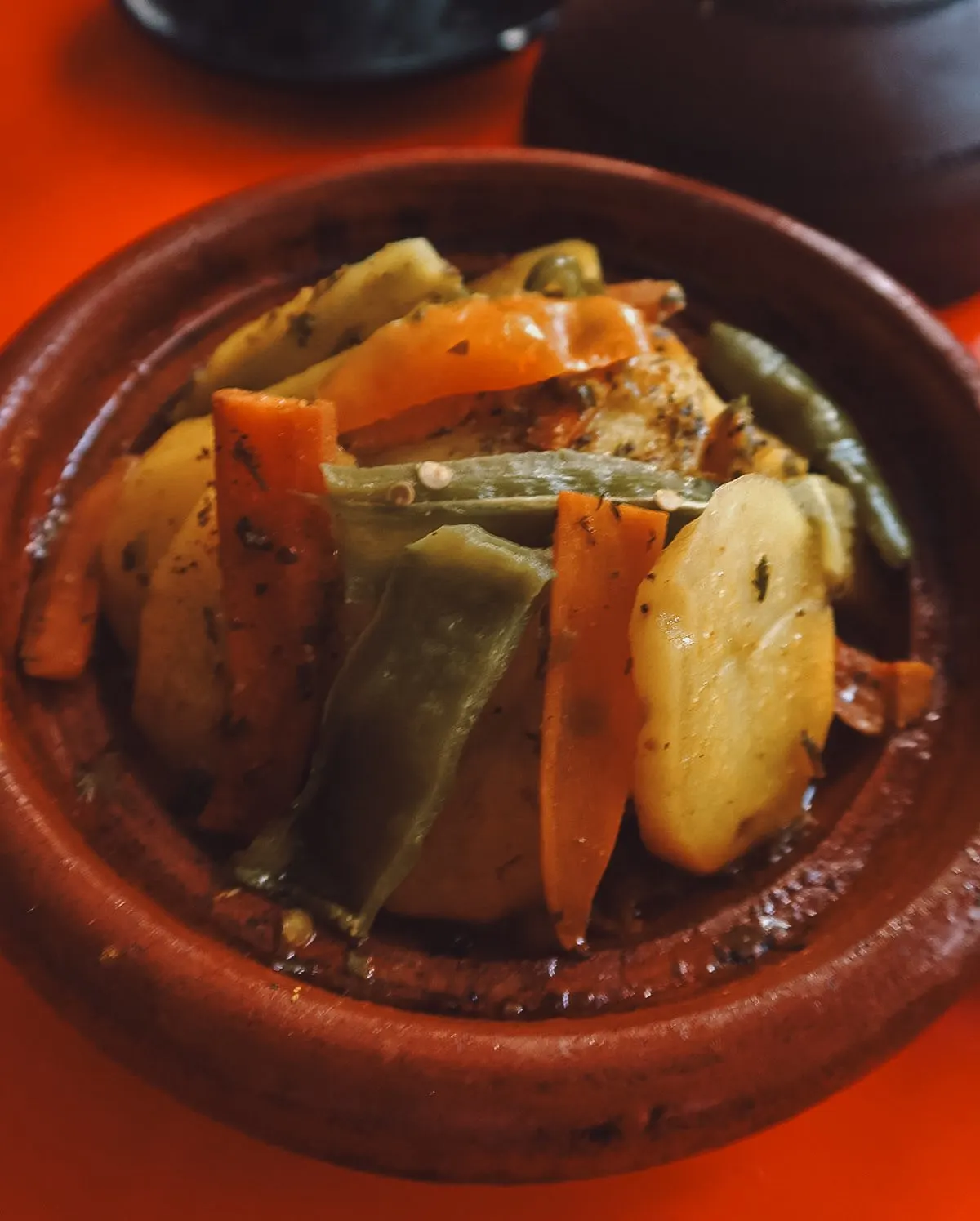 Chicken tagine at a restaurant in Rabat