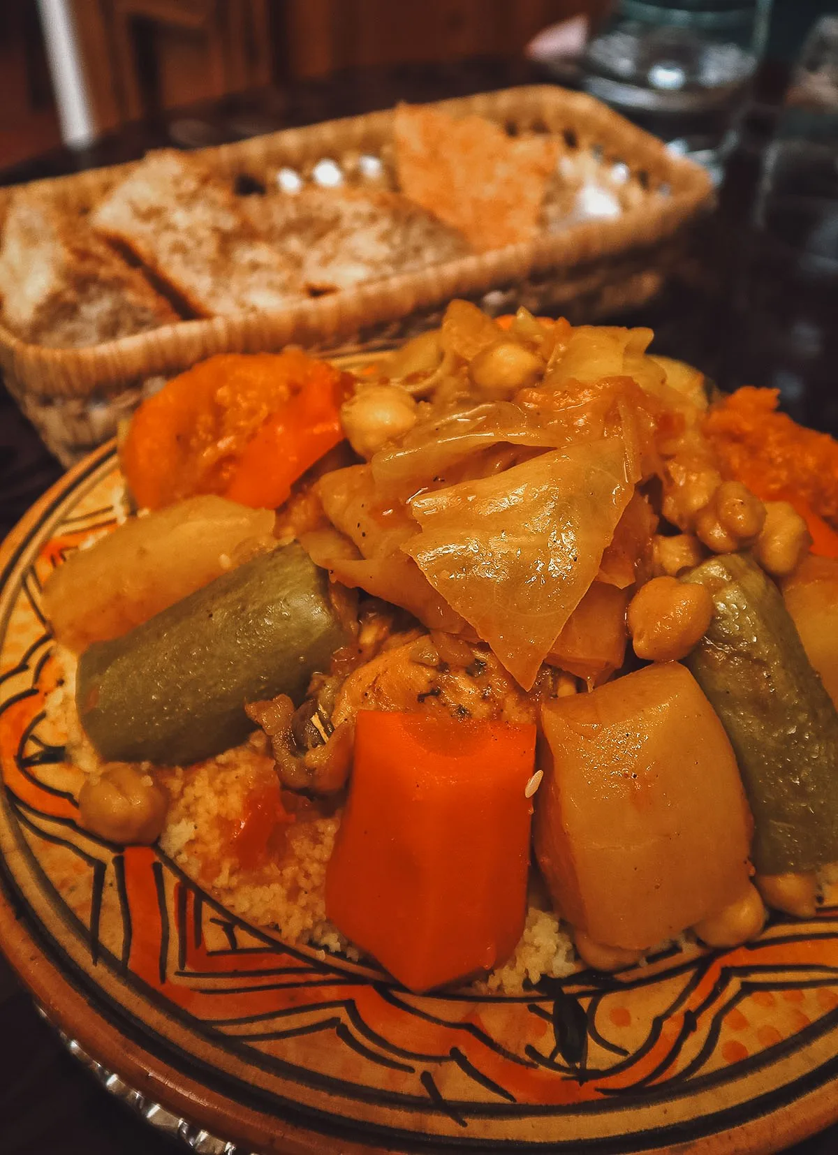 Vegetable couscous at a restaurant in Rabat