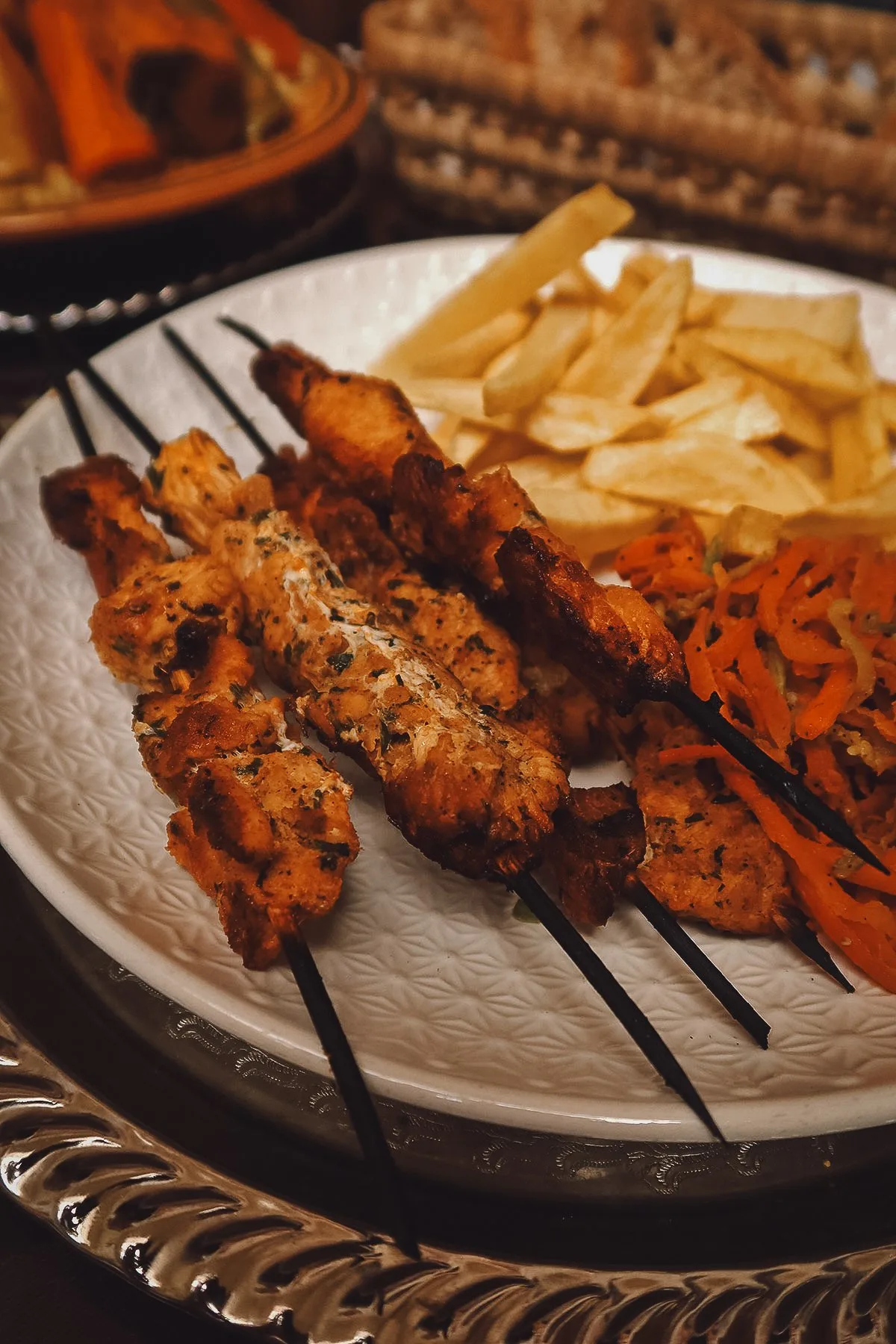 Turkey brochette at a restaurant in Rabat