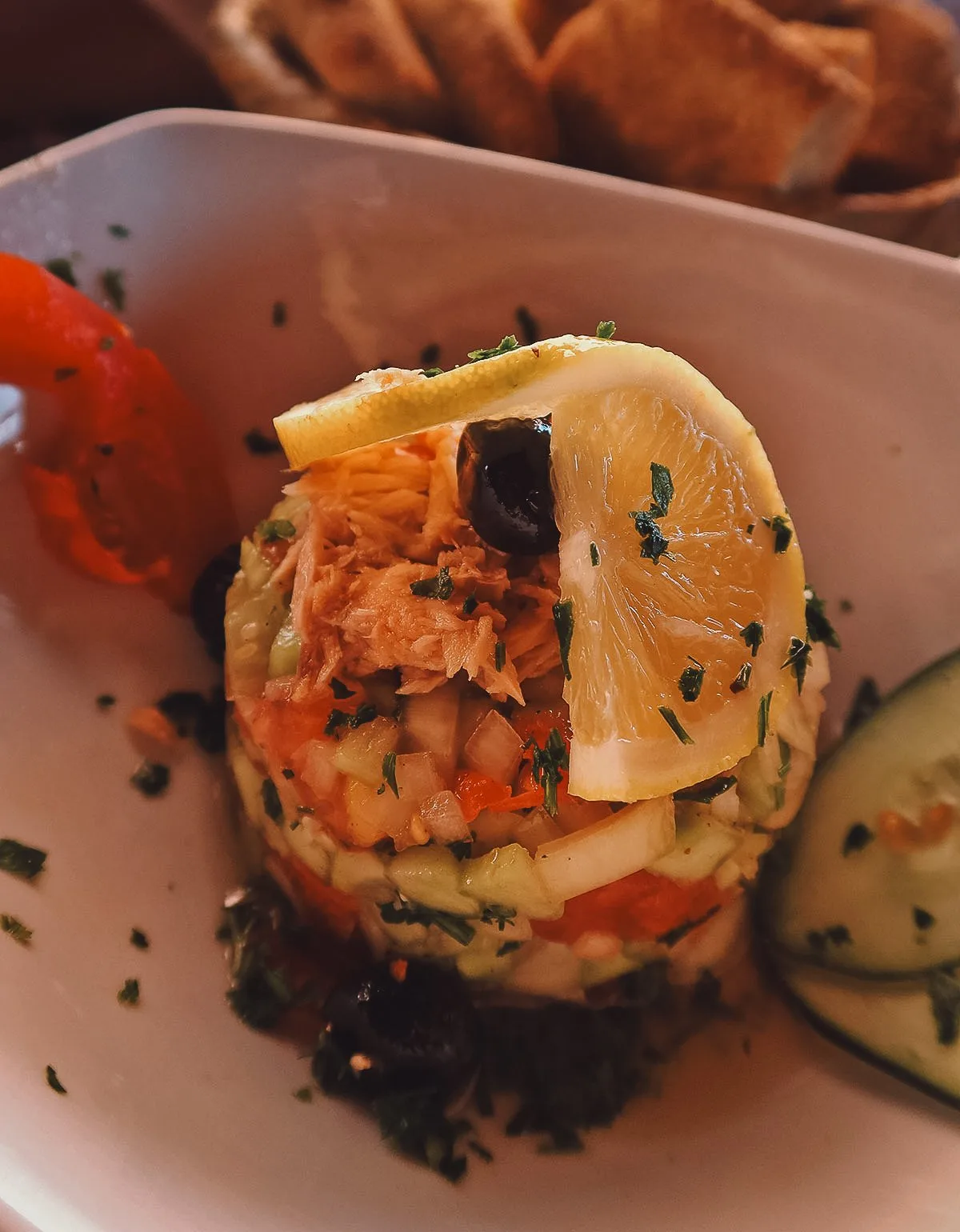 Moroccan salad at a restaurant in Rabat