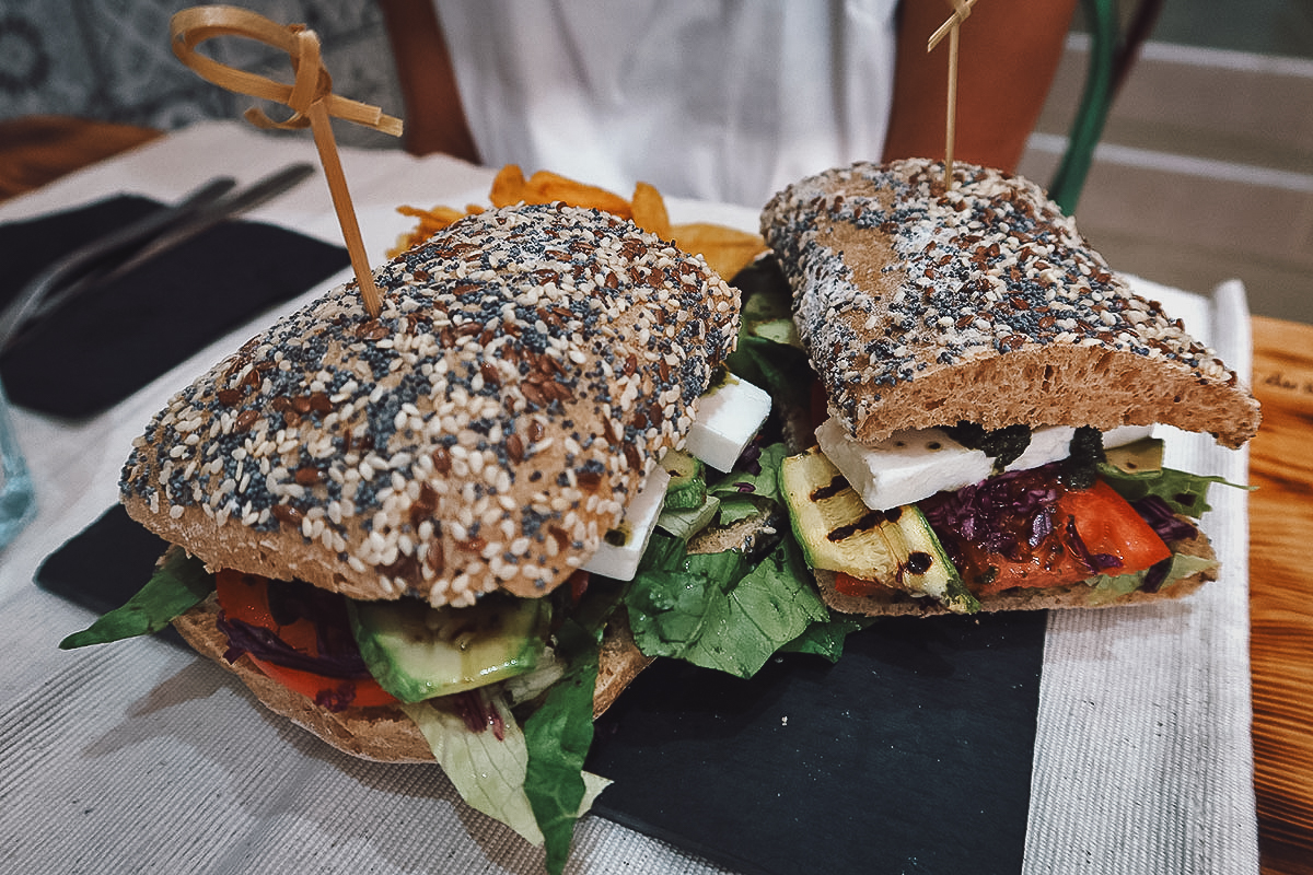 Vegetable sandwich at a restaurant in Rabat