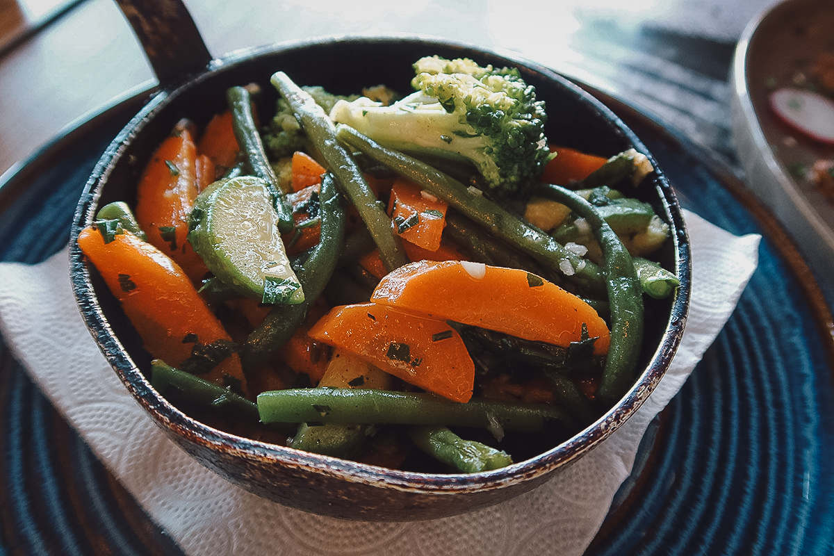 Sauteed vegetables at a restaurant in Rabat