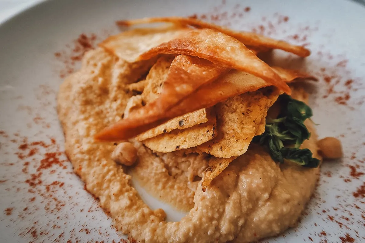 Hummus at a restaurant in Dubrovnik