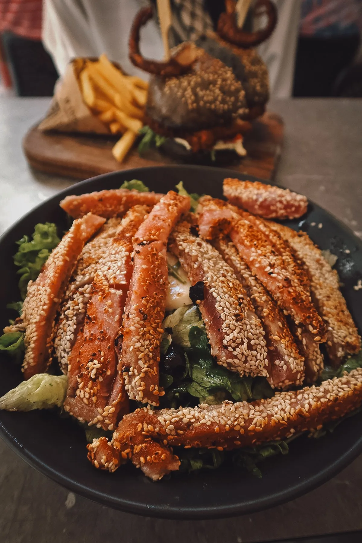 Tuna steak salad at a restaurant in Dubrovnik