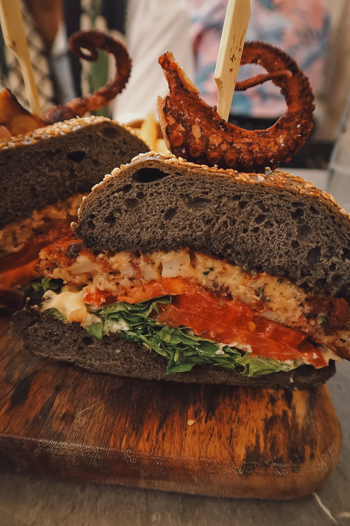 Octopus burger at a restaurant in Dubrovnik