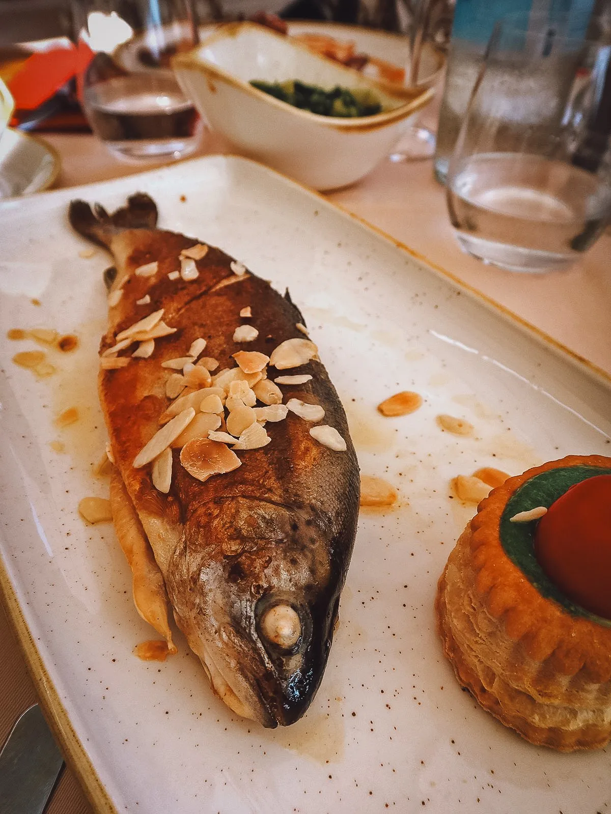 Grilled trout at a restaurant in Dubrovnik